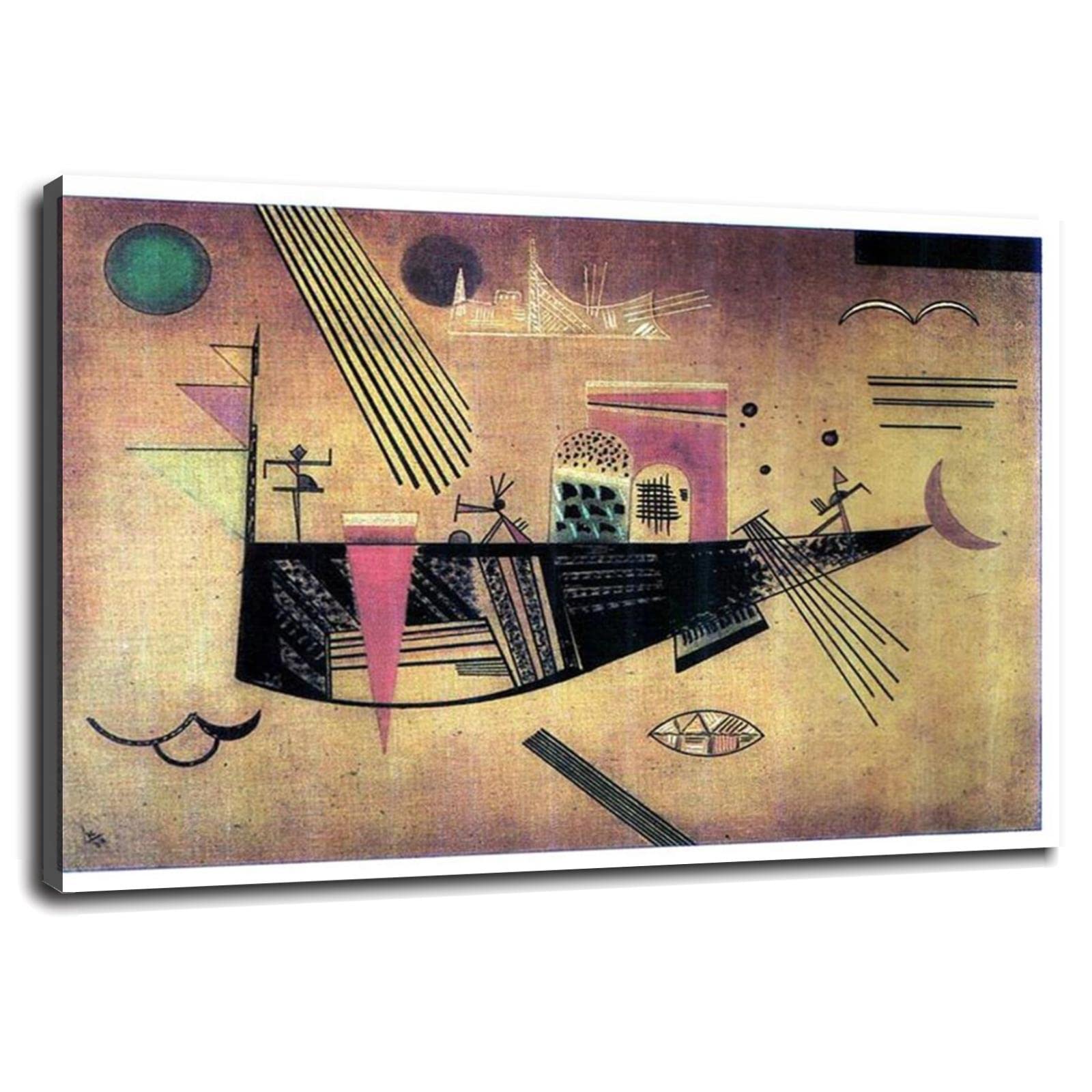 Wassily Kandinsky Abstract Canvas Wall Art Print - 36x24 Inch Framed Poster for Home & Office Decor - Perfect for Living Room, Bedroom, or Study Area