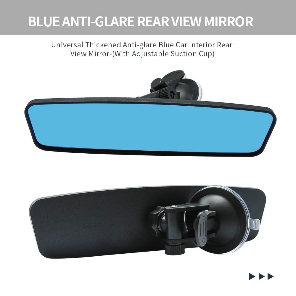 Adjustable Car Rear View Mirror - Universal Child Safety Mirror for Cars, Trucks & SUVs - 9.64 x 2.6 Inch Blue Interior Mirror - Perfect for Baby Monitoring & Backseat Visibility