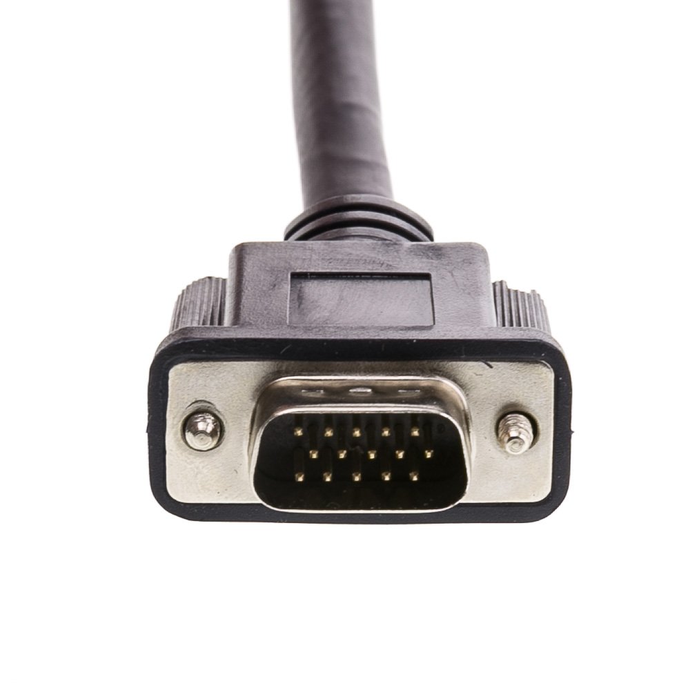 Premium VGA to VGA Cable 50ft - SVGA Plenum Rated HD15 Male to Male Monitor Cable with Ferrite Cores & Shielded Coaxial Design for 2048P HD Resolution - Ideal for Office Computers, Home Theaters, and Gaming Setups (Black)