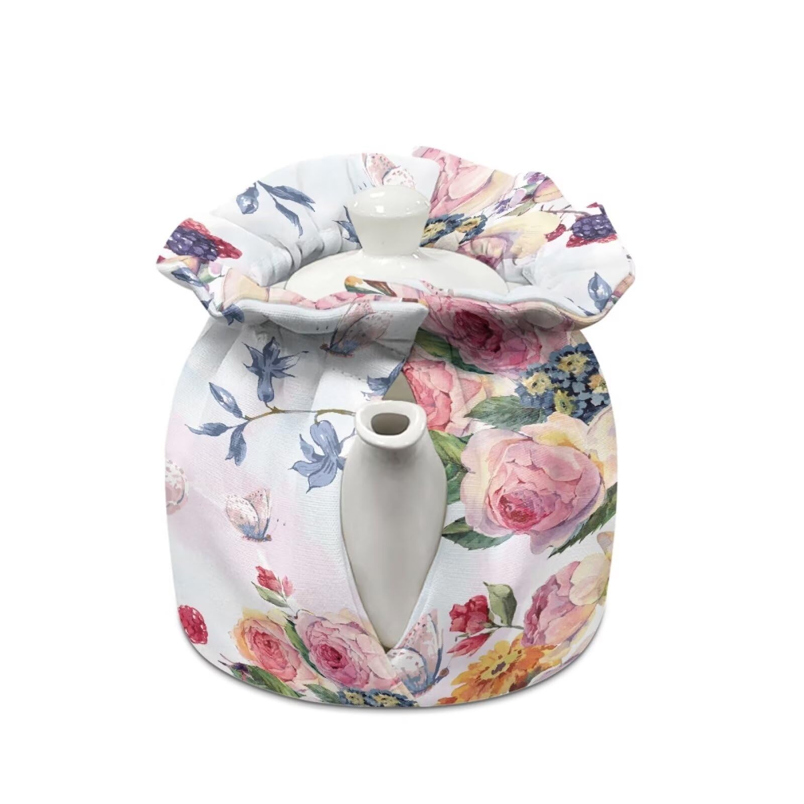 Insulated Rose Butterfly Tea Pot Cover - Waterproof & Easy to Clean Tea Keeper for Home Kitchen, Breakfast Warmer, Decorative Dust Protector - Perfect for Daily Use, Tea Parties & Vacation Travel