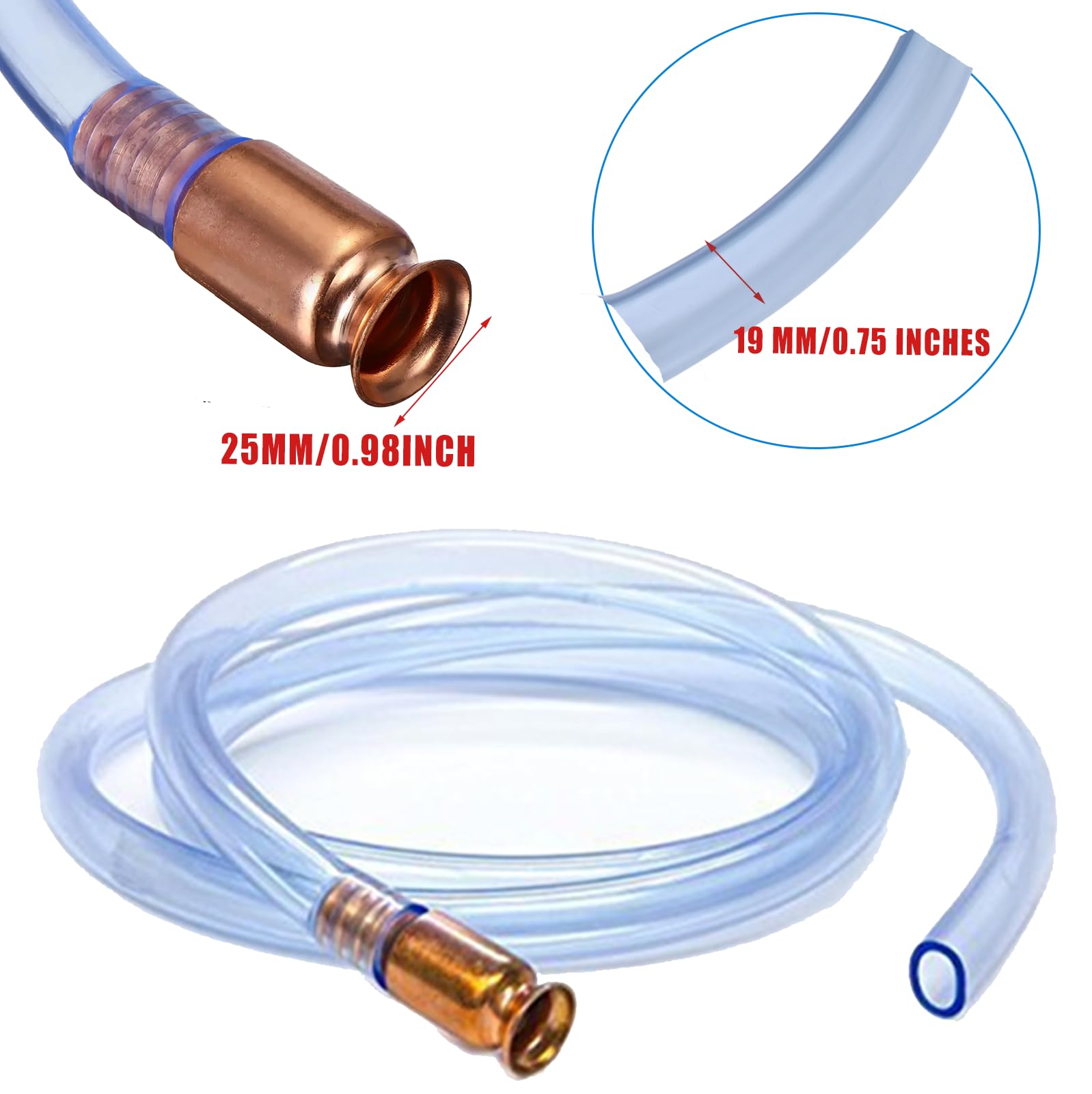 Gas Siphon Hose Pump 3-Pack - 6ft Premium Self-Priming Transfer Hose with 3/4