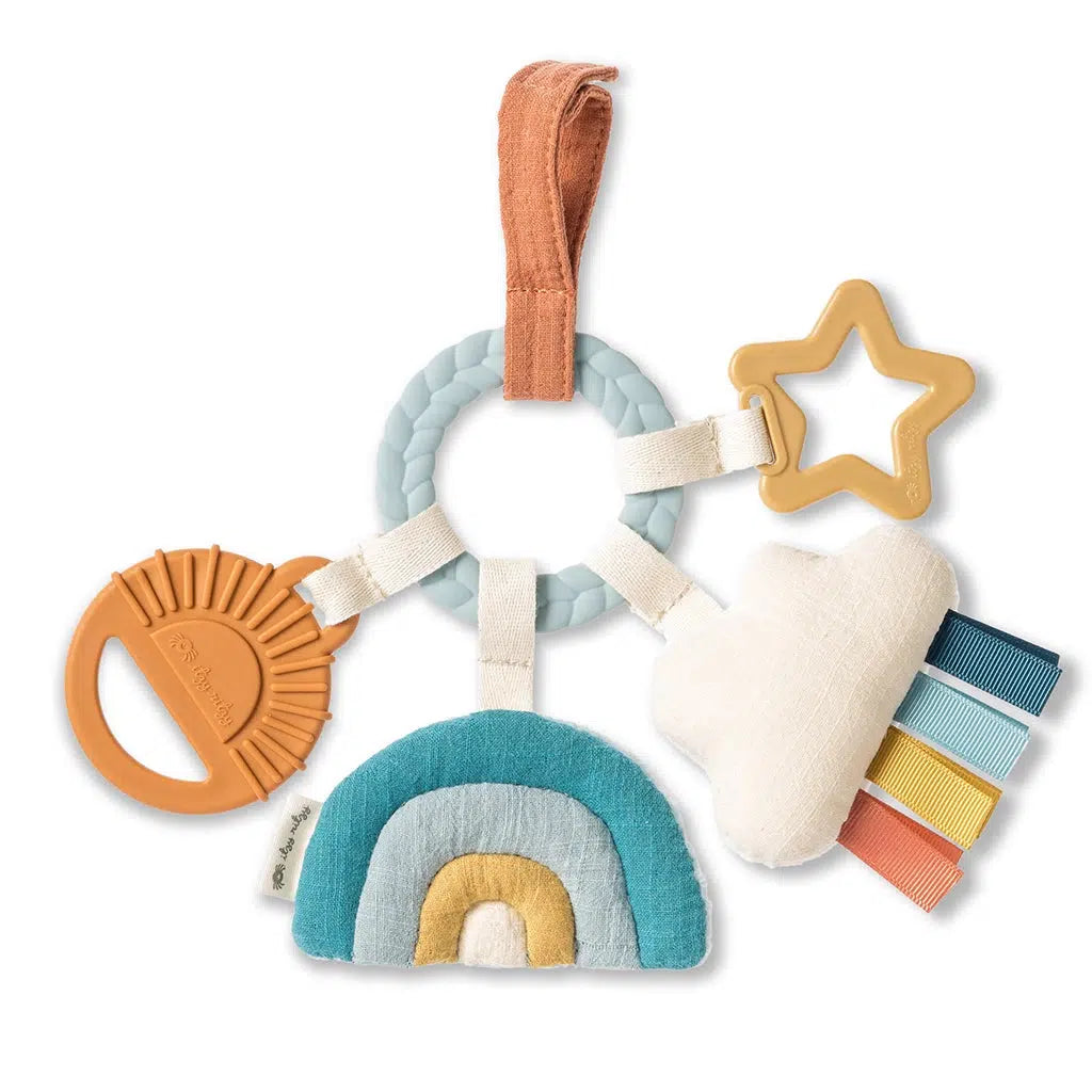 Itzy Ritzy Bitzy Busy Ring Teething Activity Toy - Soft Silicone Teether for Babies, Sensory & Chewing Toy for Infants, Perfect for Soothing Sore Gums & Developmental Play | Cloud Design