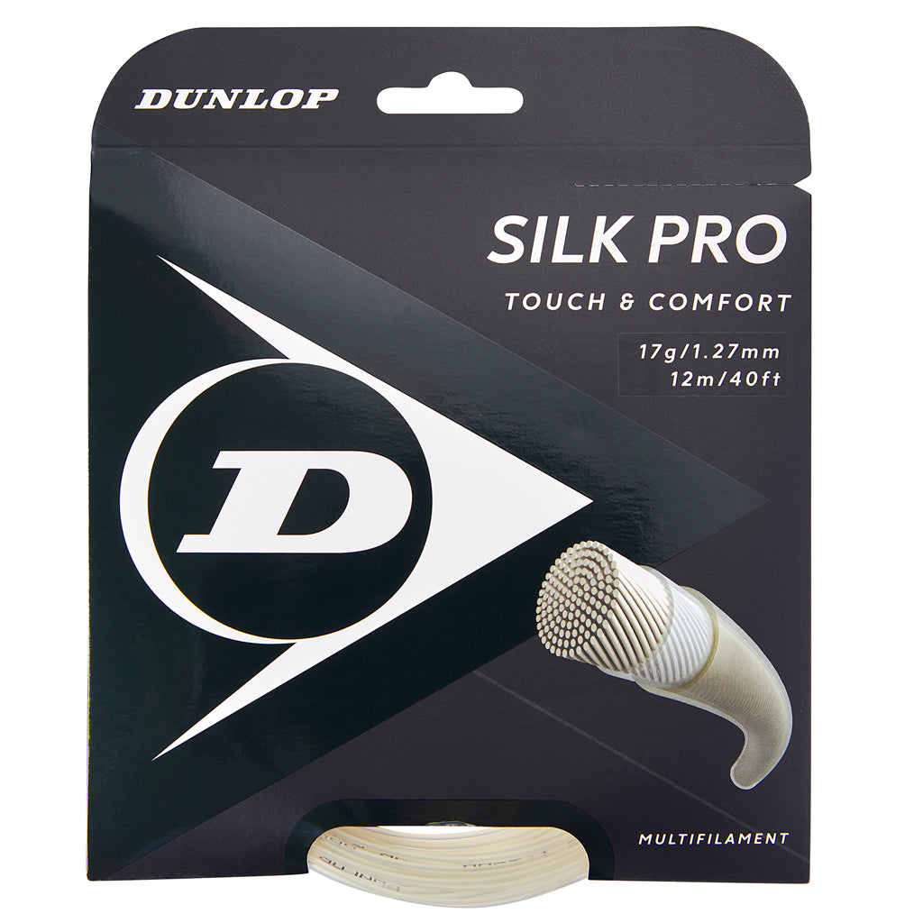 Dunlop Silk Pro 17/1.27 Tennis String - White | Premium Synthetic Gut String for Tennis Rackets | Perfect for Competitive Play & Recreational Tennis