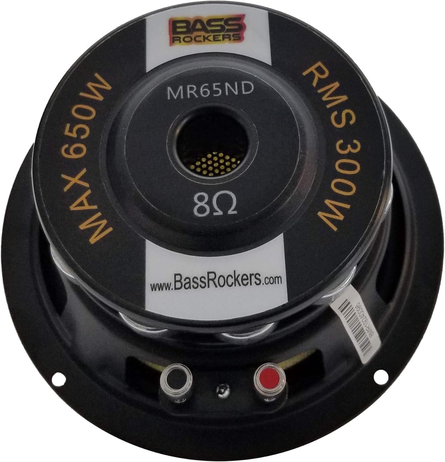 Bass Rockers MR65ND 6.5 Inch Marine Waterproof Speakers - 8 Ohm, 300W RMS Power - Perfect for Boats, ATVs, and Outdoor Audio Systems