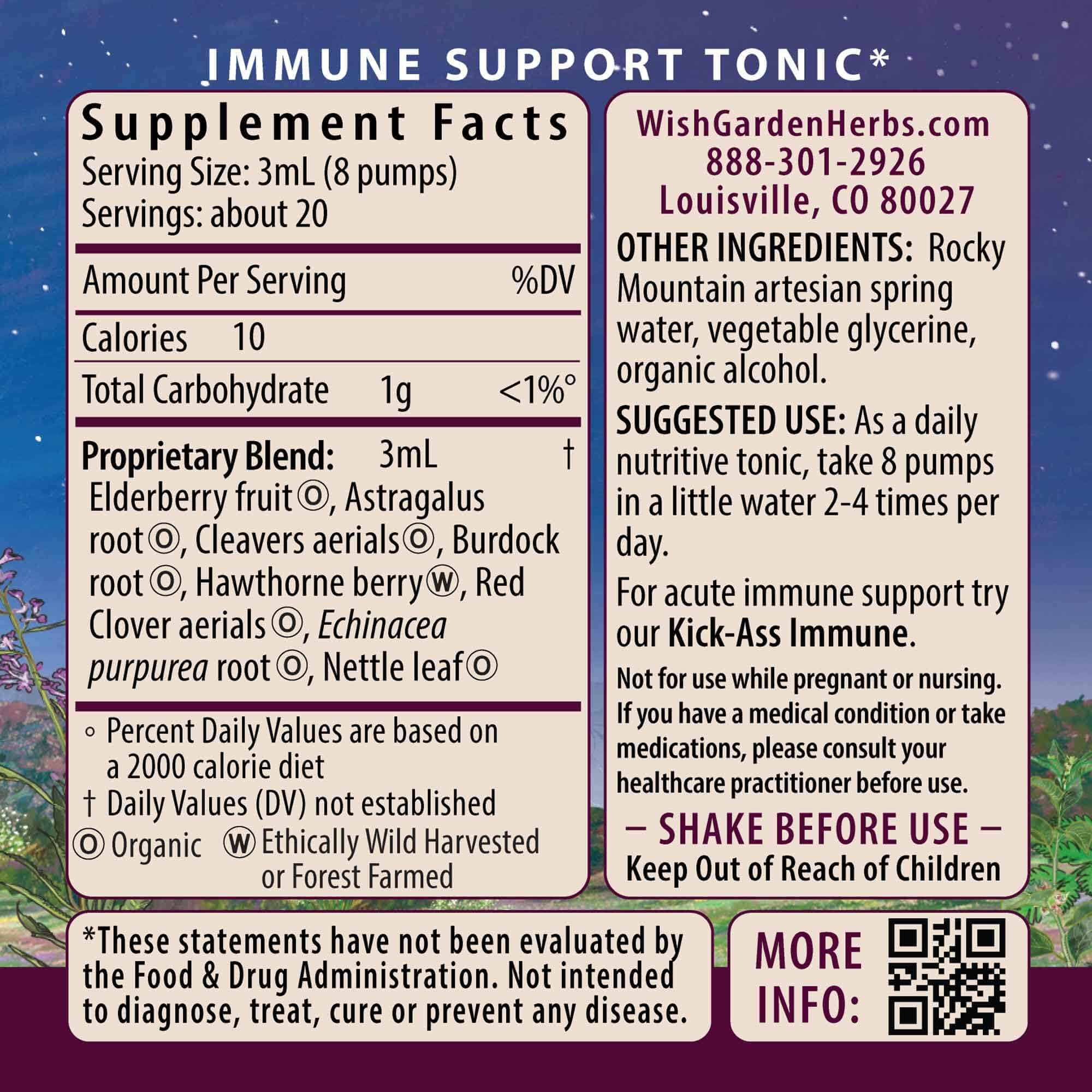 WishGarden Herbs Daily Immune Builder Supplement with Black Elderberry & Astragalus - Natural Immune Support Formula for Adults, Herbal Defense & Immune System Booster with Elderberries, 4oz - Perfect for Cold & Flu Season, Travel & Daily Wellness