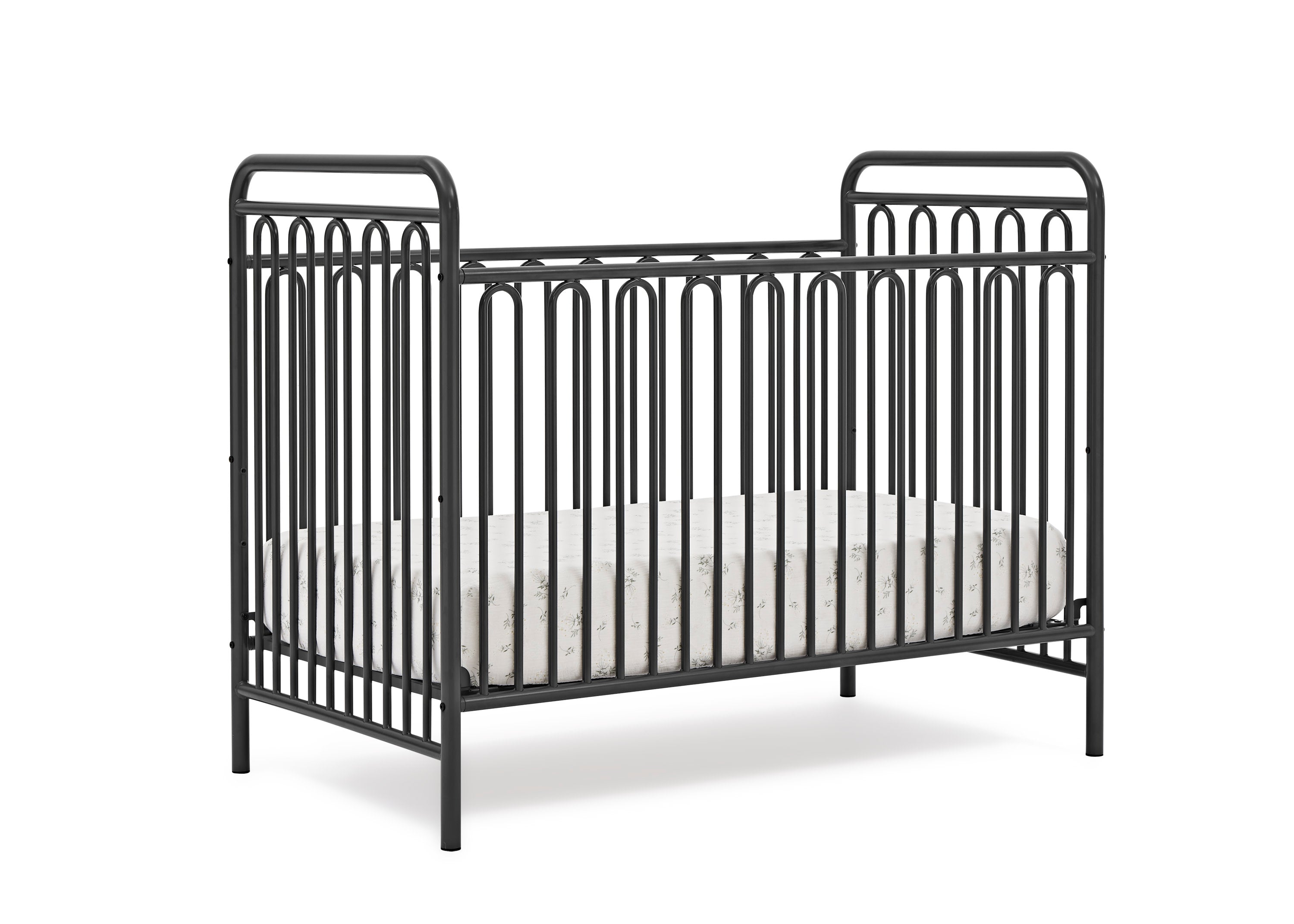 Darcy 4-in-1 Convertible Metal Baby Crib - Toddler Bed, Daybed & Full-Size Bed Conversion - Modern Nursery Furniture for Newborns to Teens (White) | Perfect for Small Spaces & Growing Families