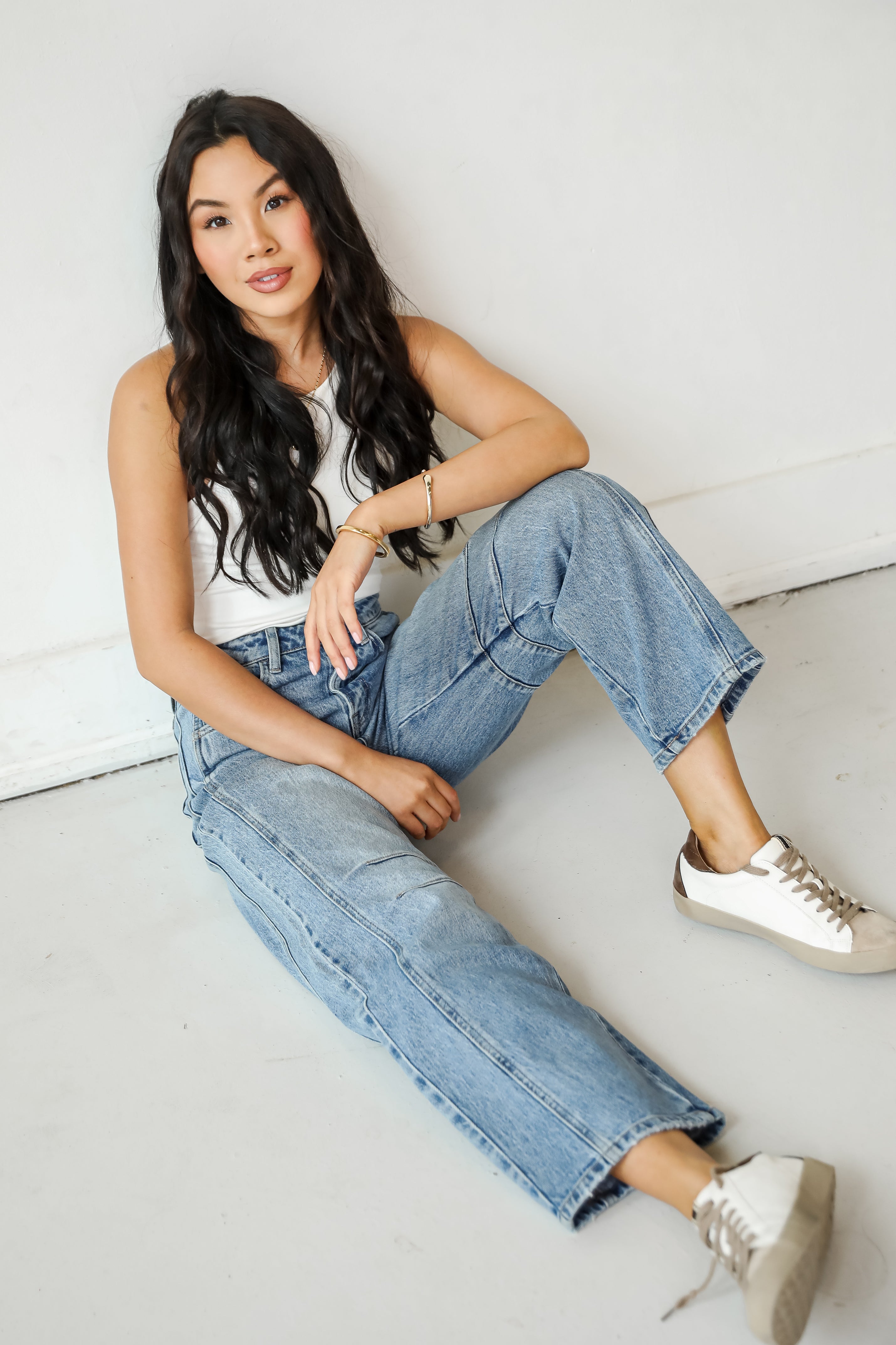 Addy Medium Wash High Rise Barrel Jeans for Women - Vintage Inspired Stretch Denim Pants for Casual Wear & Everyday Outfits