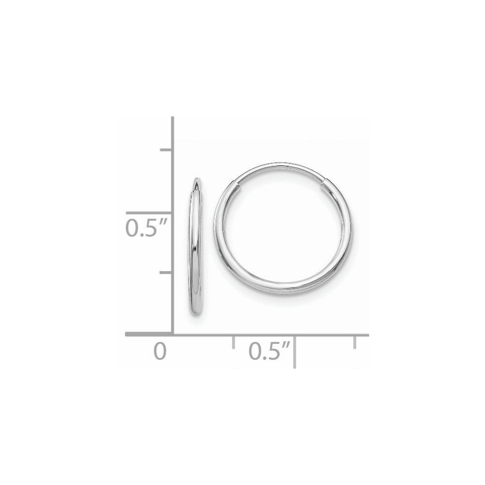 14K White Gold Polished Endless Tube Hoop Earrings for Women - TF792 | Elegant Everyday Jewelry for Work, Date Night & Special Occasions