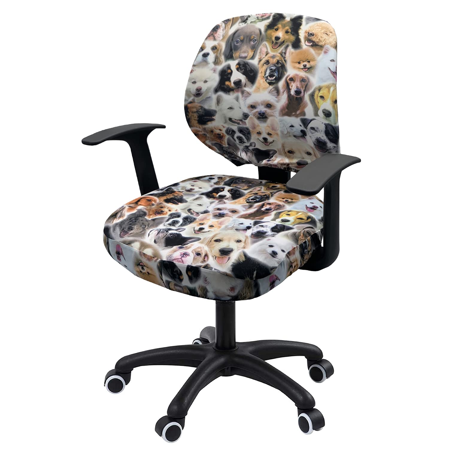 Stretchable Office Chair Cover Set - 2-Piece Waterproof Computer Desk Chair Seat Protector for Home & Office Use | Fits Swivel Chairs, Prevents Stains & Wear
