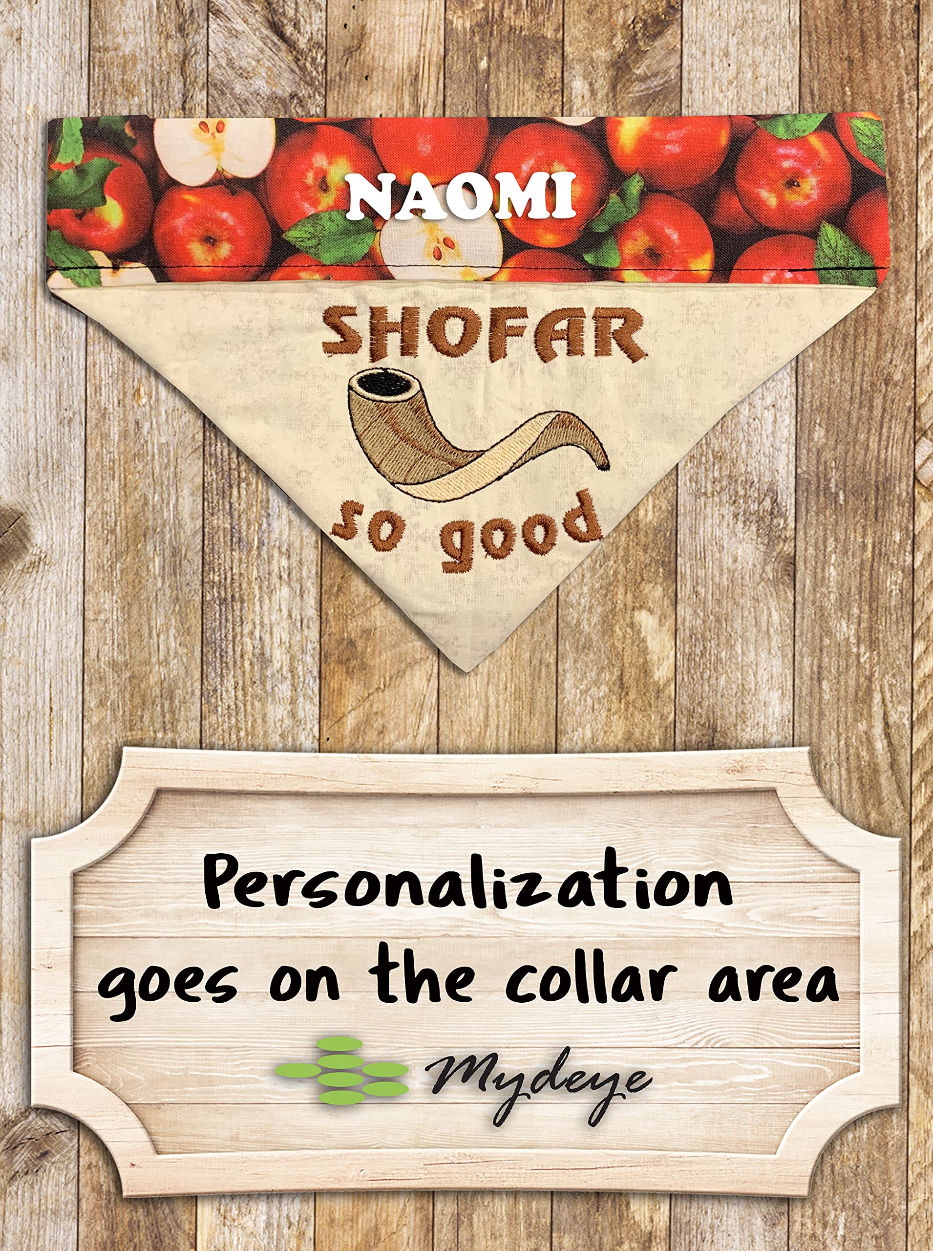Shofar So Good Dog Bandana - Embroidered Rosh Hashanah Pet Bandana for Small to Medium Dogs | Over-the-Collar Design for Jewish Holiday Celebrations & Daily Walks