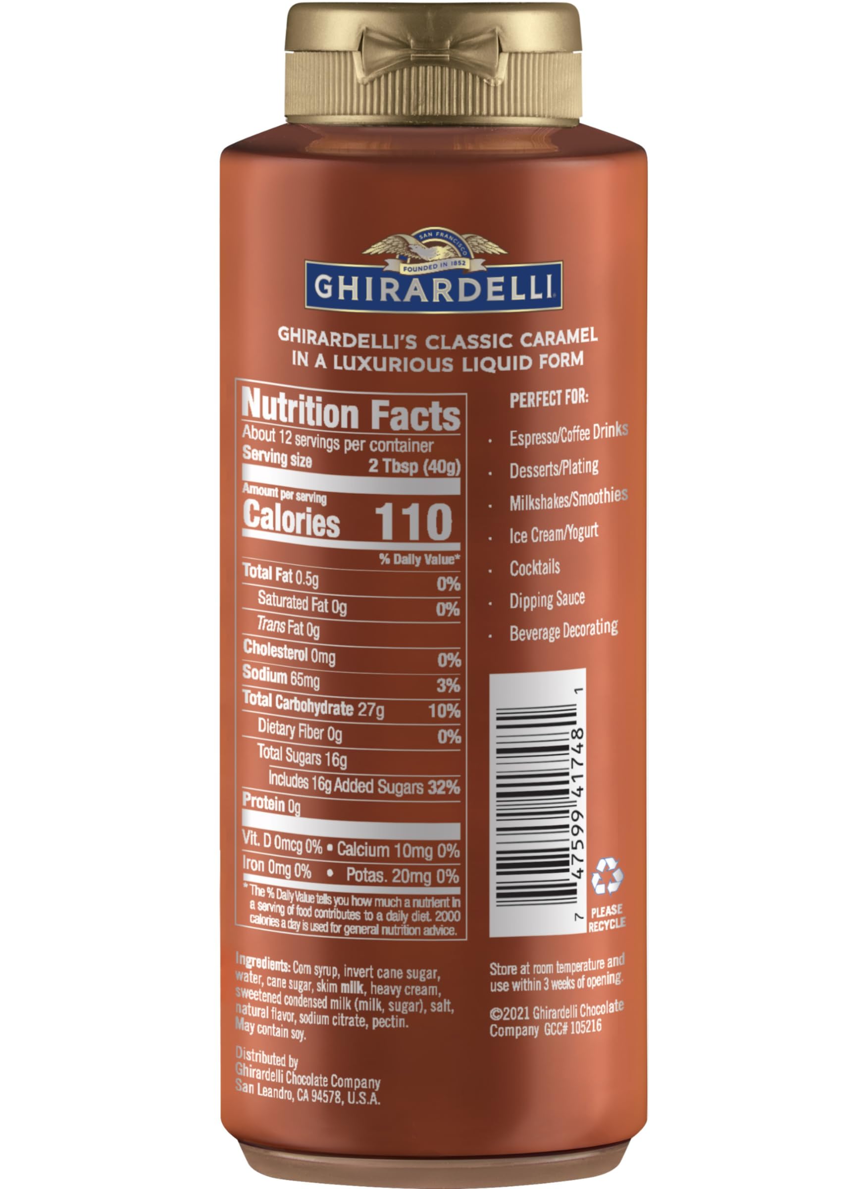 Ghirardelli Chocolate and Caramel Sauces 16 oz Squeeze Bottles - Premium Dessert Toppings for Ice Cream, Pancakes & Baking | Easy-Pour No Mess Design