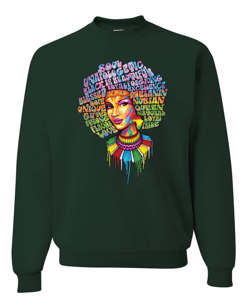 Wild Bobby Words of Character Strong Black Woman Black Pride Unisex Crewneck Graphic Sweatshirt - Comfortable Cotton Pullover for Casual Wear, Street Style & Empowerment Outfits