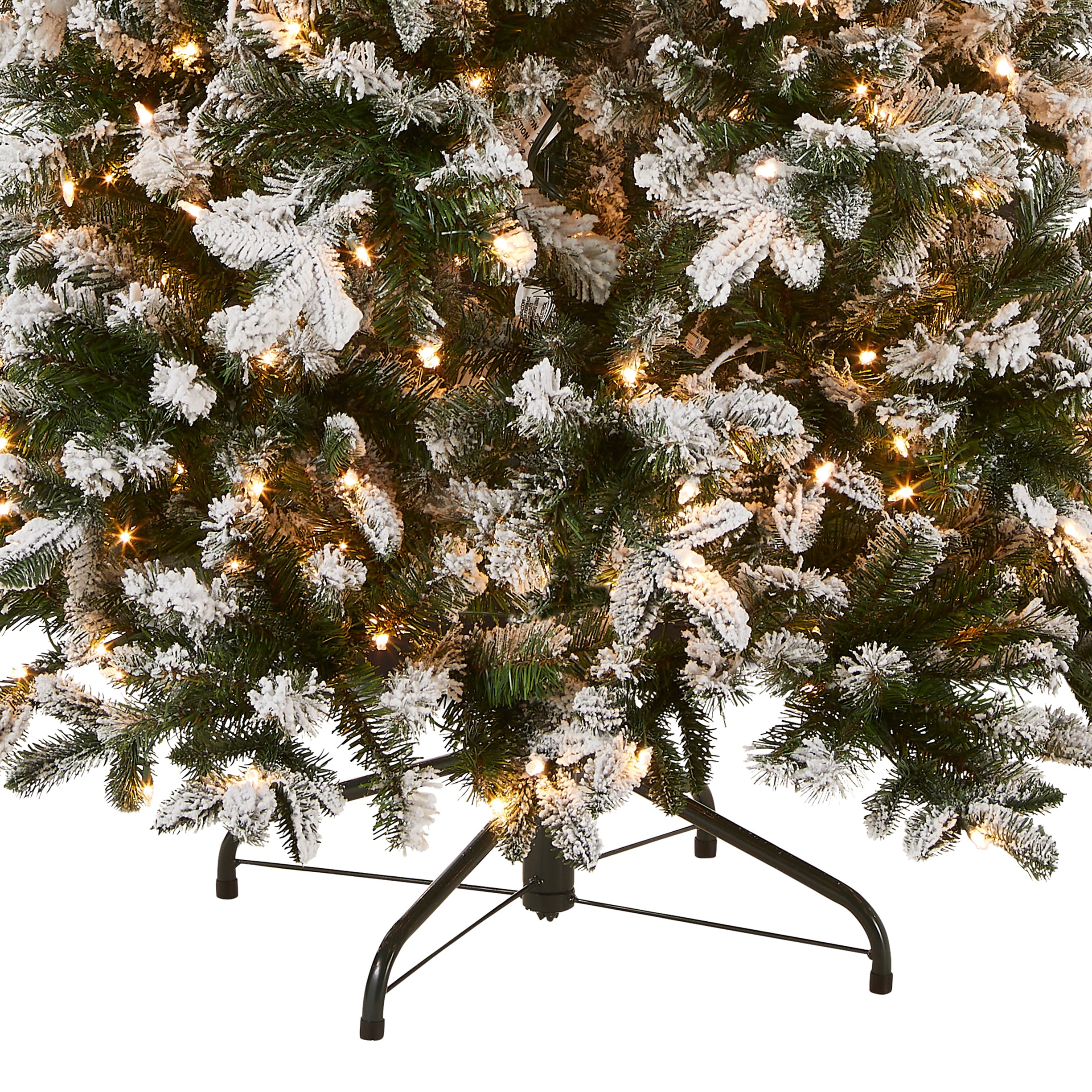 6.5 ft Pre-Lit Artificial Christmas Tree with Clear Lights - Snowy Everest Fir Medium Holiday Tree for Home, Office & Party Decor
