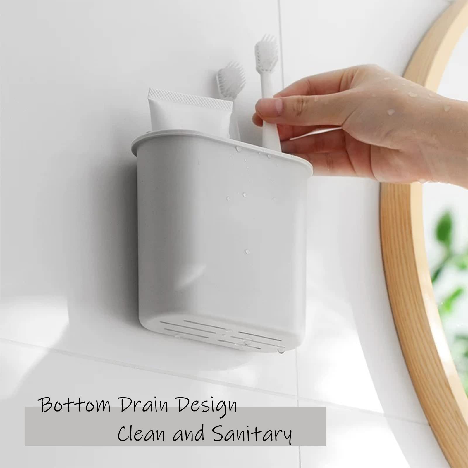 2-Pack Self-Adhesive Wall Mount Toothbrush Holders for Electric Toothbrushes, Razors & Toothpaste - Bathroom Organizer (Black & Clear) - Perfect for Small Spaces, RVs & Dorm Bathrooms