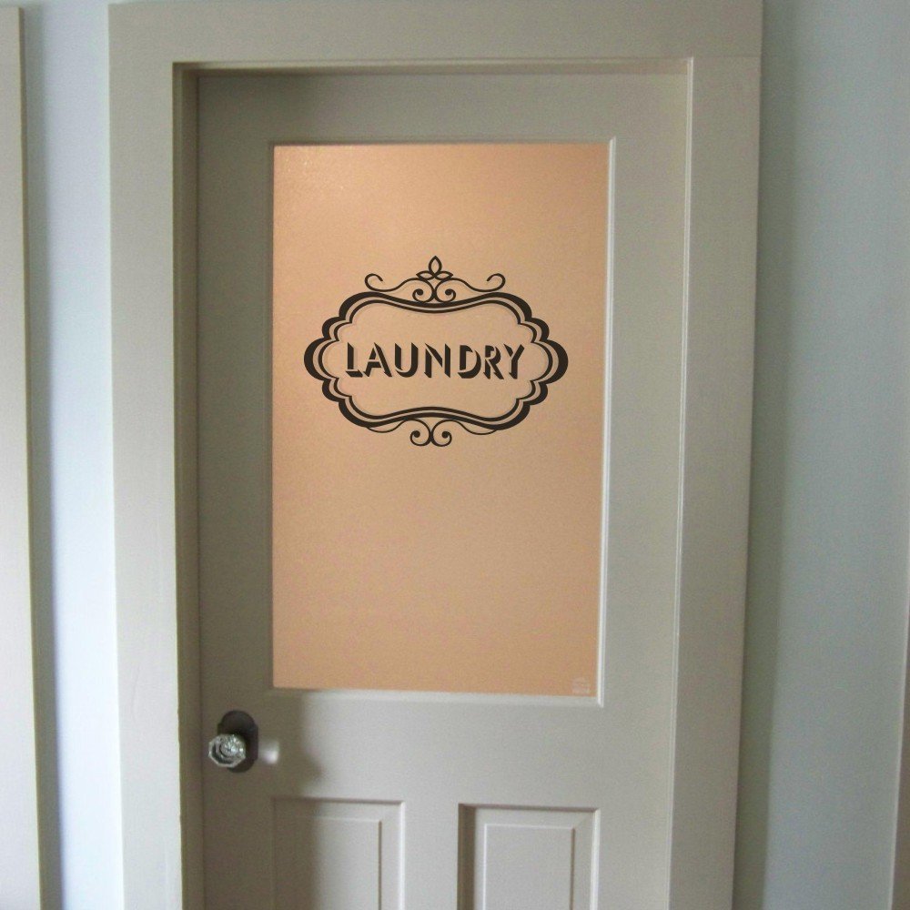 Small Dark Brown Laundry Vinyl Decal - Waterproof Sticker for Laundry Room, Glass Door & Home Decor | Perfect for Washing Machines, Dryers & Organization