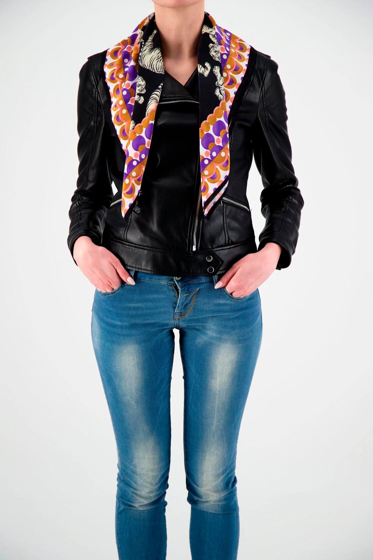 Mantero Multicolor Honey Tiger 1 - Luxury Silk Scarf for Women | Perfect for Office, Party & Special Occasions