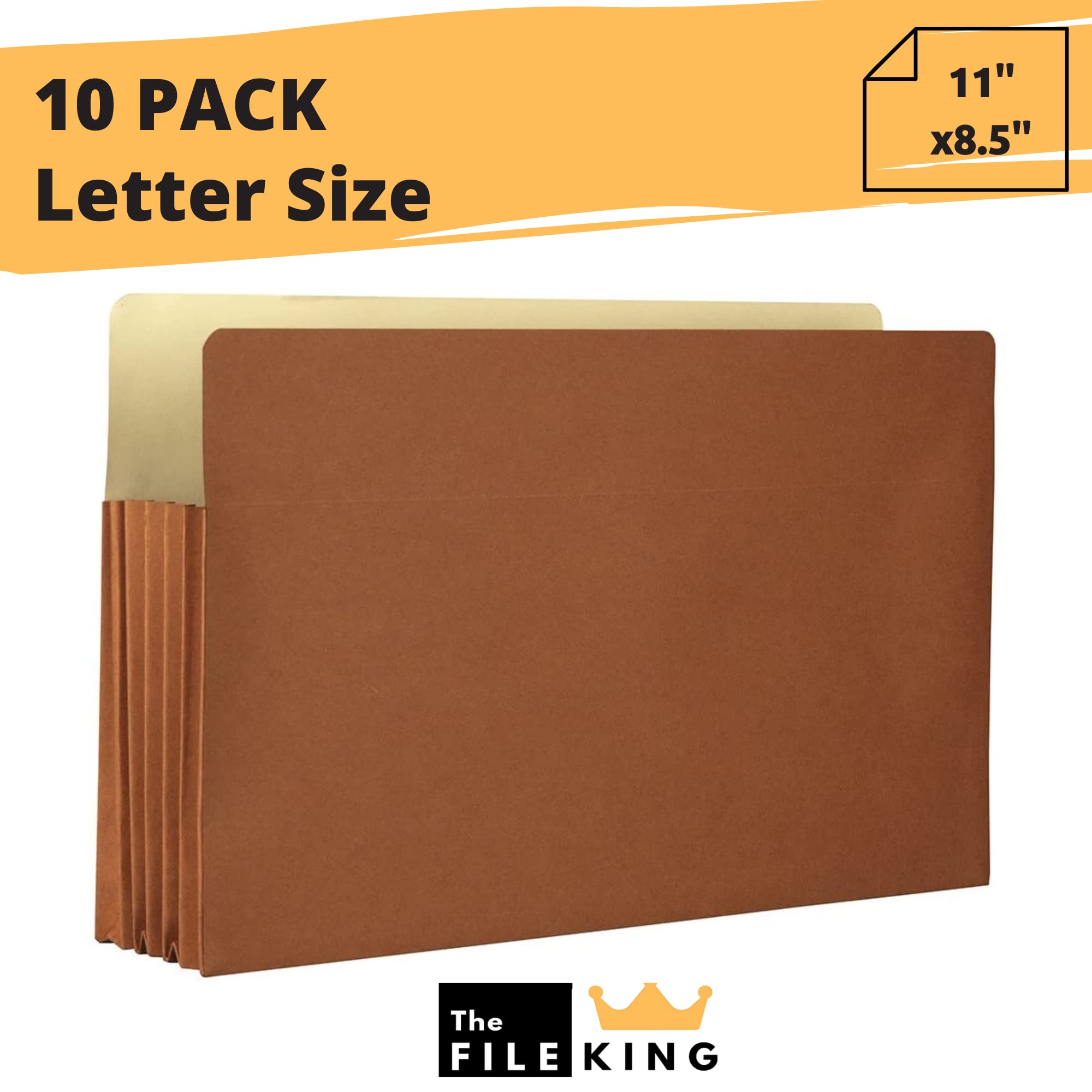 The File King 10-Pack Letter Size Accordion File Folders | Expanding File Organizer with 5.25
