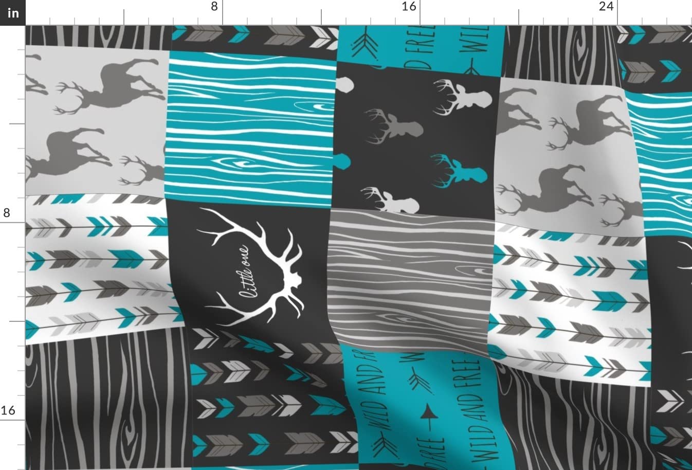 Premium Spoonflower Upholstery Velvet Fabric - Teal Charcoal Grey Deer Antler Arrows Woodgrain Print - Fat Quarter for Quilting, Home Decor & Apparel | Perfect for DIY Projects, Furniture Upholstery, and Fashion Design
