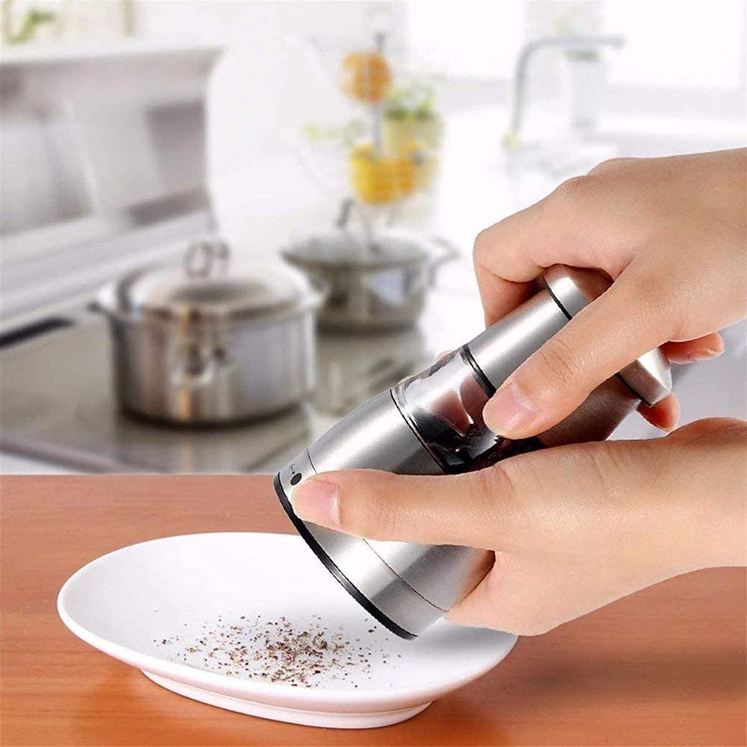 2Pcs Stainless Steel Manual Salt and Pepper Grinder Set - Adjustable Kitchen Spice Mill for Cooking, Seasoning & Tabletop Use - Perfect for Home, Restaurant, and Outdoor Dining