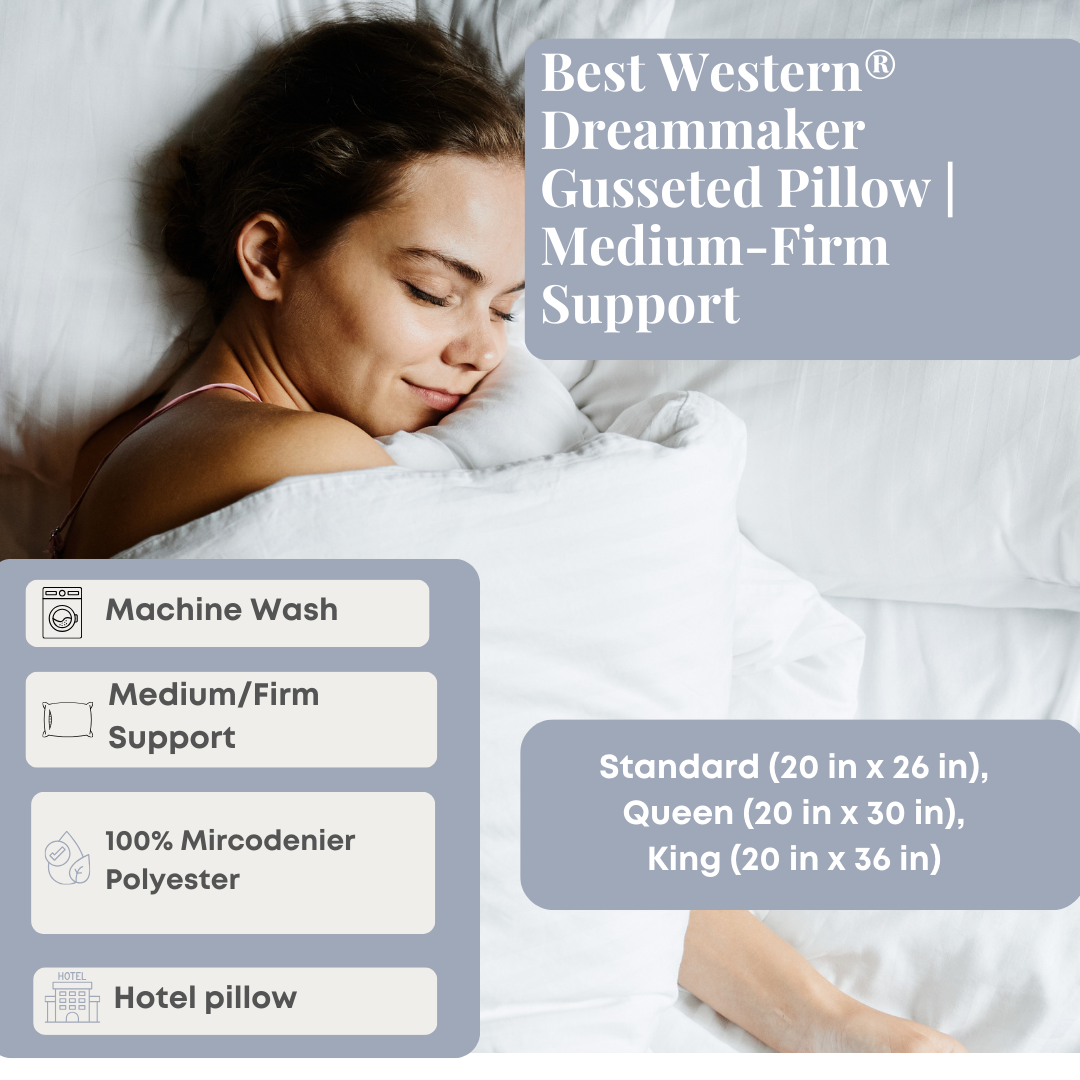 Best Western Dreammaker Gusseted Pillow - Medium Firm Support for Side & Back Sleepers | Hotel-Quality Comfort for Home Use