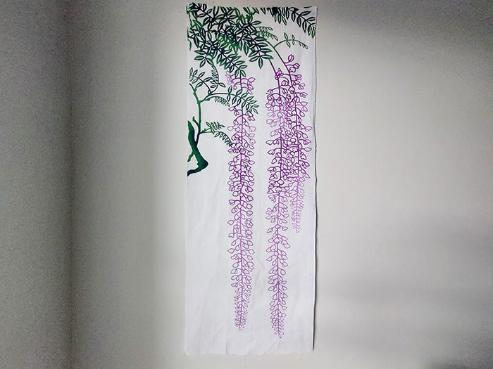 Chikusen Wisteria Design Tenugui Cloth - Japanese Cotton Hand Towel for Kitchen, Bath & Home Decor | Perfect for Gift, Wall Art & Traditional Craft Lovers