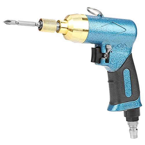 Industrial Pneumatic Screwdriver Gun - 1/4 Inch 9000 RPM Reversible Air Screwdriver with Grip & Bit Set | Heavy-Duty Handheld Power Tool for Construction, Automotive Repair & Woodworking Projects