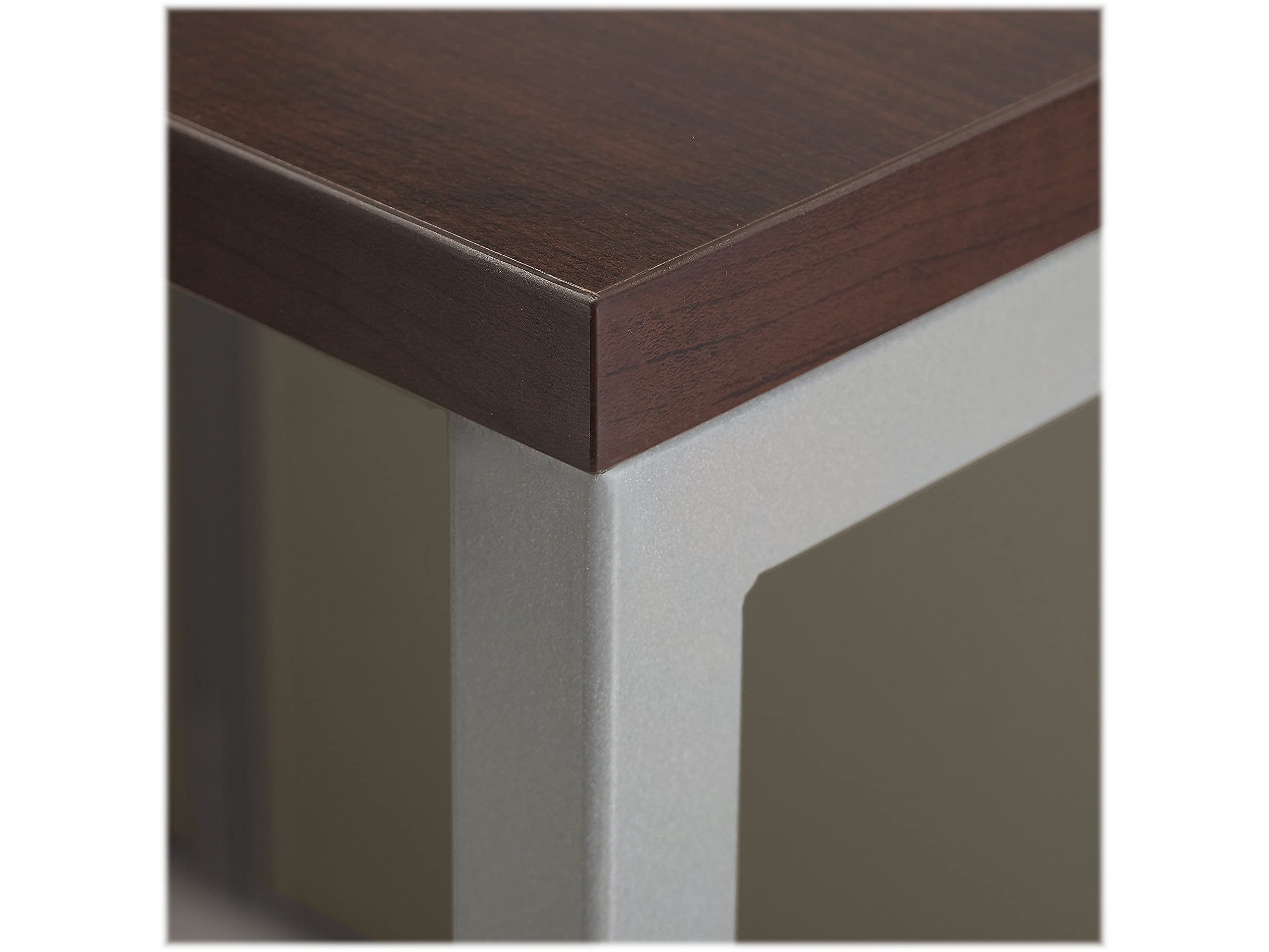 Bush Business Furniture 60W L-Shaped Office Desk for 2 People with Drawers & 66H Panels - Mocha Cherry Finish | Perfect for Home Office, Coworking Spaces & Small Business Workstations