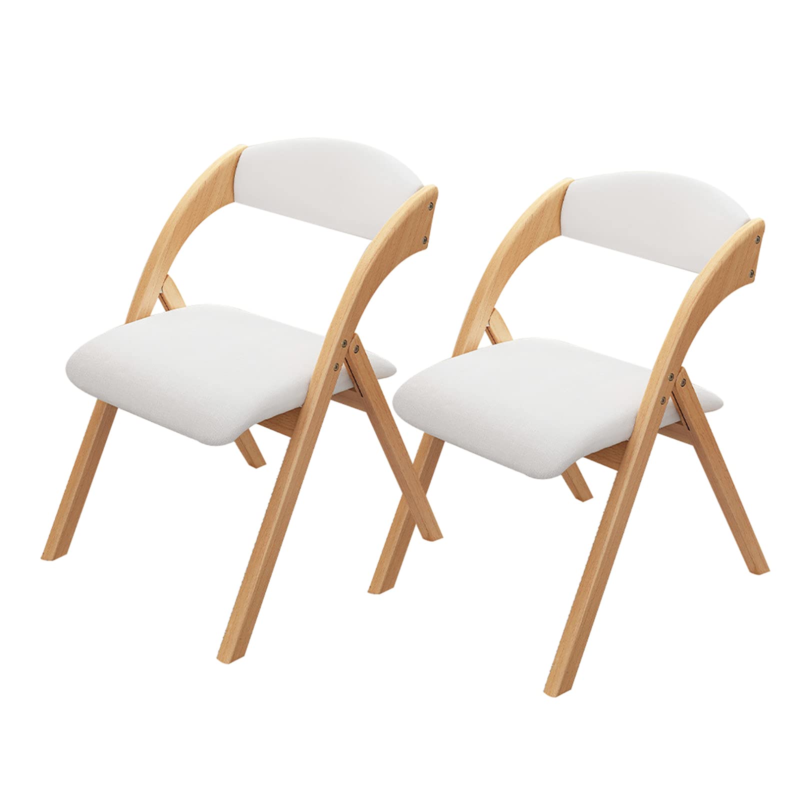 2-Pack White Wooden Folding Chairs with Backrest - Modern Portable Foldable Dining, Office & Conference Chairs for Home, Outdoor & Event Use