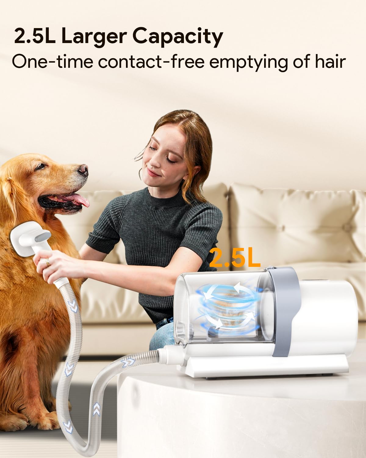 **Professional Dog Grooming Vacuum - 2.5L Large Capacity, 10000PA Powerful Suction, 99% Pet Hair Removal, 4-in-1 Grooming Kit, Low Noise for Dogs & Cats - Perfect for Home Cleaning & Pet Grooming**