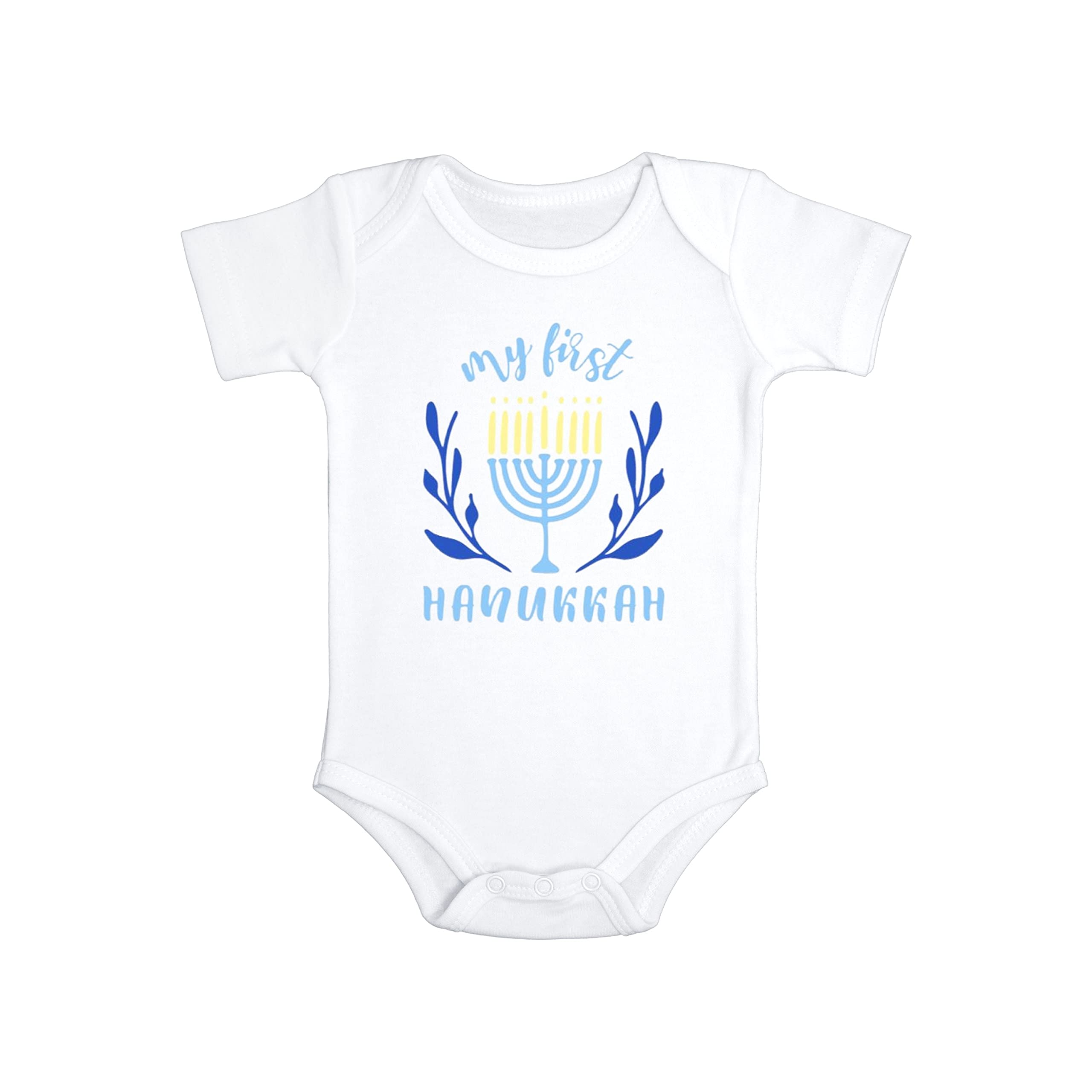 My First Hanukkah Baby Bodysuit - Cute Hanukkah Outfit for Newborns & Infants | Perfect First Hanukkah Gift | Soft Cotton Jumpsuit for Holiday Photos & Family Celebrations
