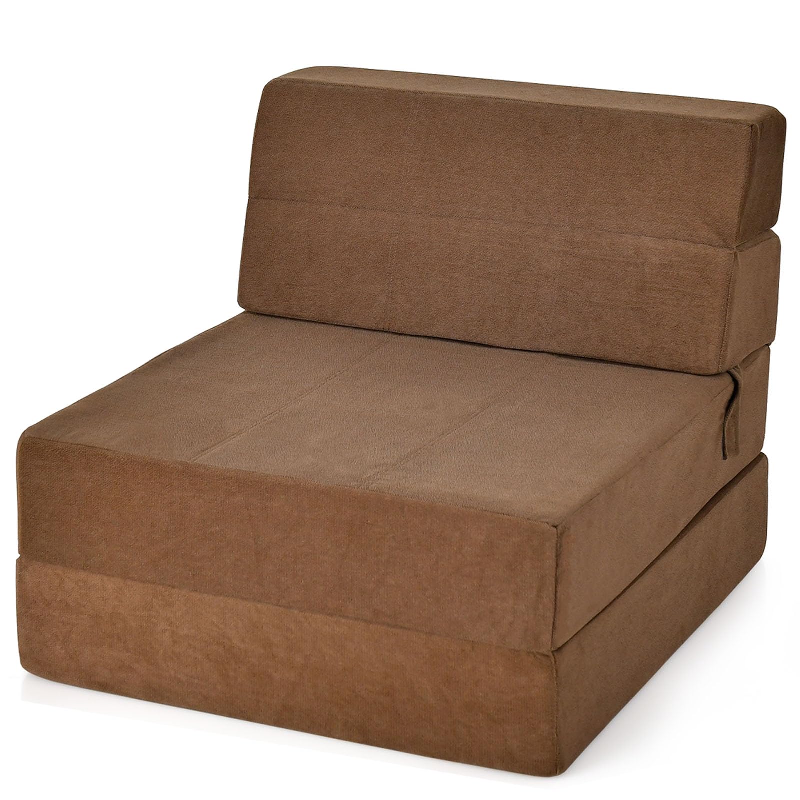 Giantex Convertible Sofa Bed - Foldable Floor Couch Sleeper with Padded Cushion, Modern Chaise Lounge for Living Room & Bedroom (Brown) | Perfect for Guest Sleeping, Small Space & Home Decor