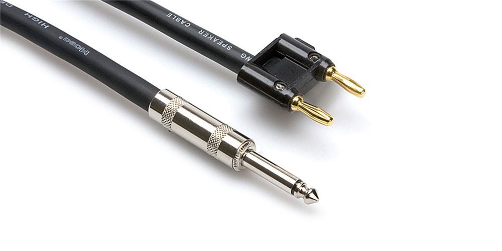 Hosa SKJ-630BN 30ft Speaker Cable - 1/4-inch TS to Dual Banana Plug Connector - High-Quality Audio Cable for PA Systems, Studio Monitors & Home Theater Speakers