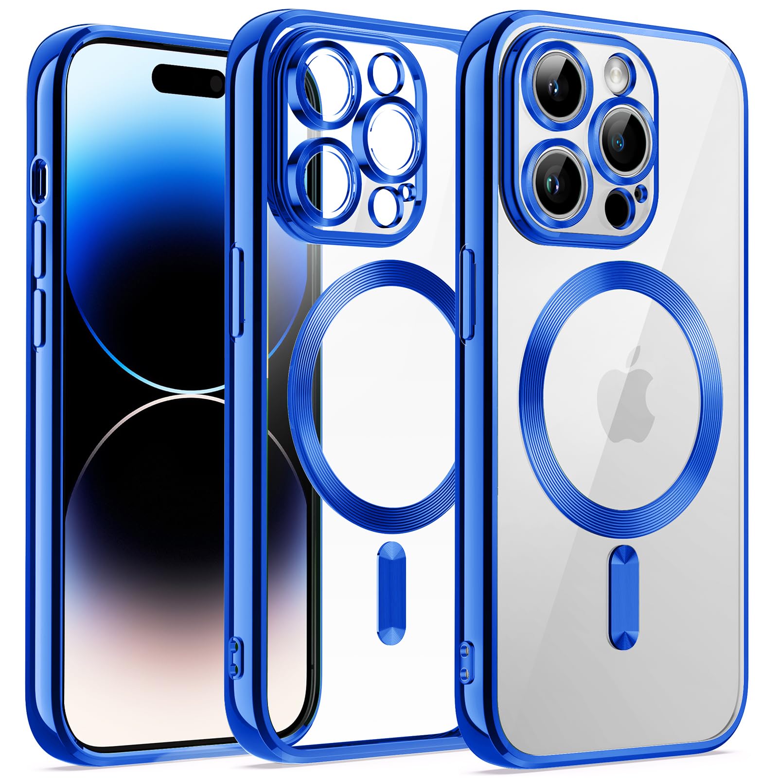JETech iPhone 14 Pro 6.1-Inch Soft Clear Case with Full Camera Protection | MagSafe Compatible | Shockproof TPU Cover | Deep Blue | Perfect for Everyday Use & Wireless Charging