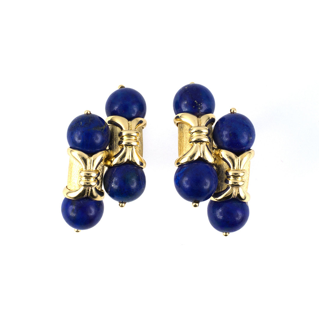 Luxury Lapis Lazuli Bypass Ornament Cufflinks for Men - Elegant Wedding, Prom & Formal Event Accessories - Perfect Gift for Grooms & Professionals