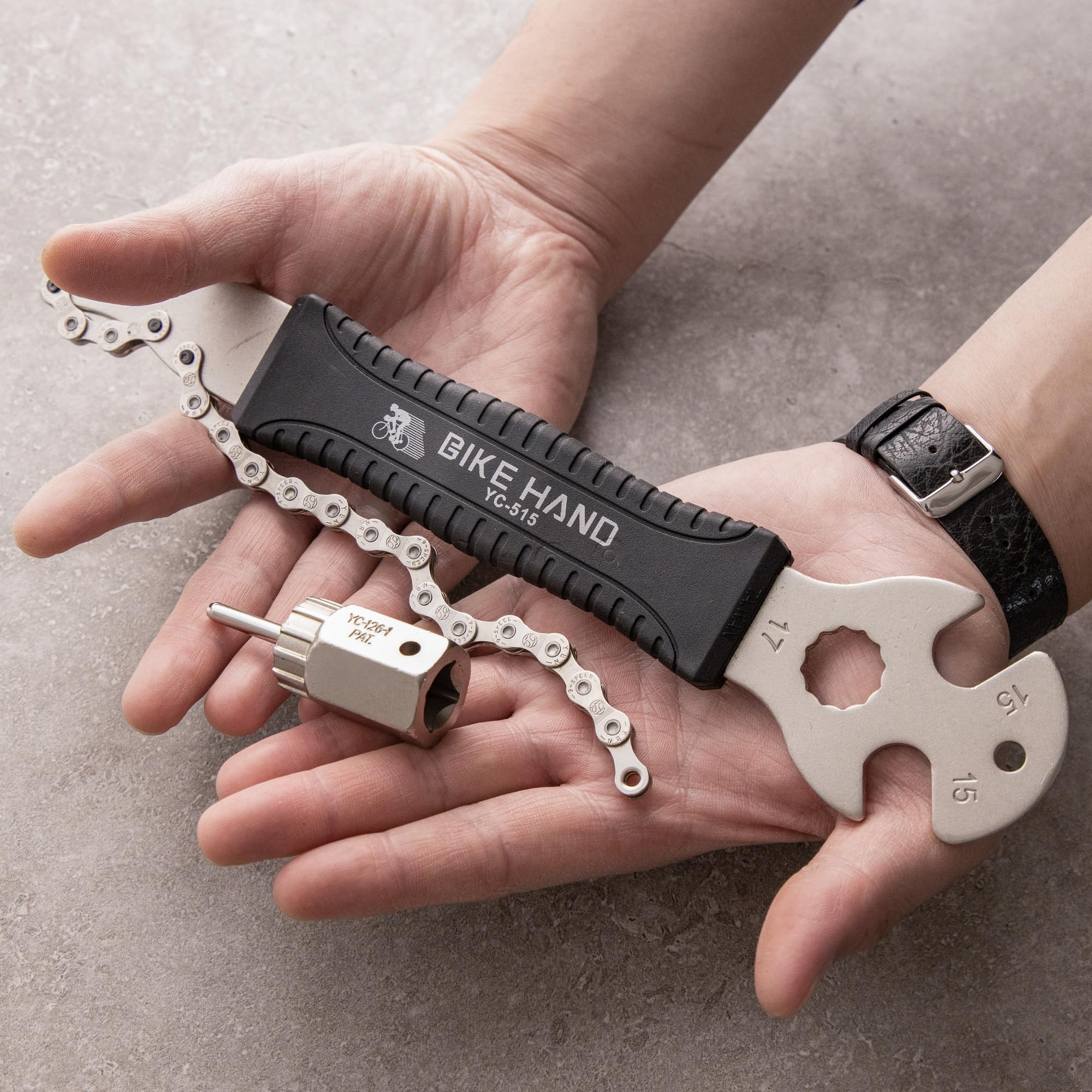 BikeHand 2-in-1 Bicycle Cassette Removal & Installation Tool Kit with 15mm Pedal Wrench - Chain Whip & Lockring Tool for Shimano/SRAM HG 7-12 Speed Bikes - Perfect for Bike Maintenance & Repair at Home or Shop
