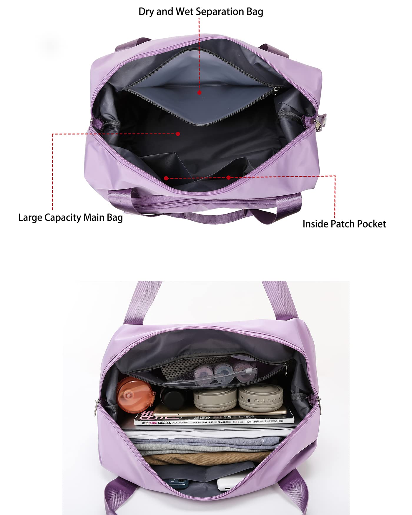 Large Capacity Waterproof Foldable Travel Duffel Bag - Weekender Overnight Shoulder Gym Tote for Women & Men - Perfect for Weekend Getaways, Gym, Sports & Air Travel