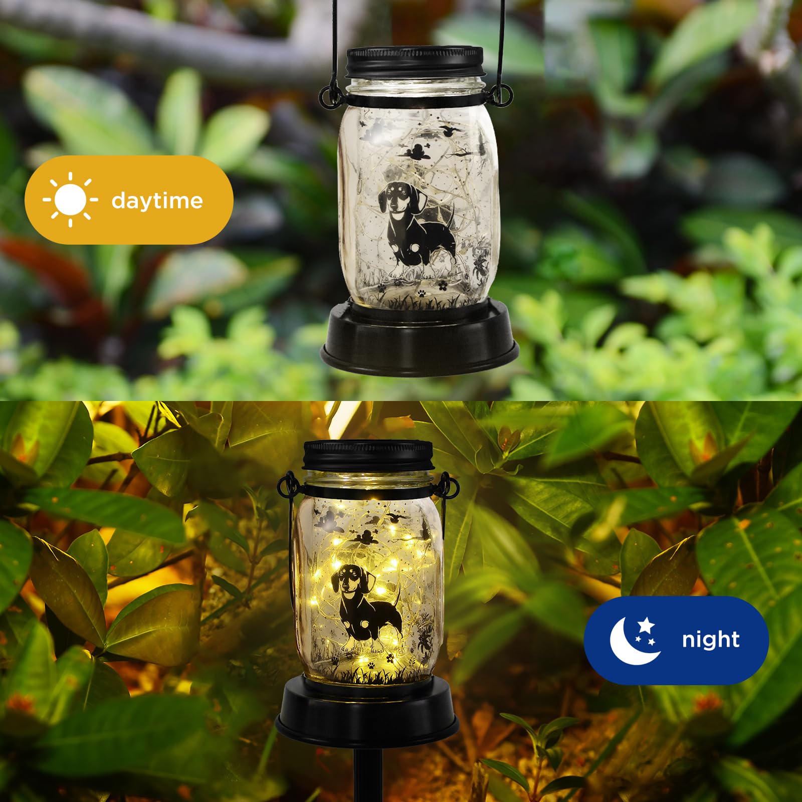 Solar Powered Waterproof Dachshund String Lights - Outdoor Hanging Lantern with Stake for Garden, Yard, Patio Decor - Perfect Gift for Dog Lovers, Mom, Grandma - Ideal for Birthday, Christmas, Wedding & Home Decoration
