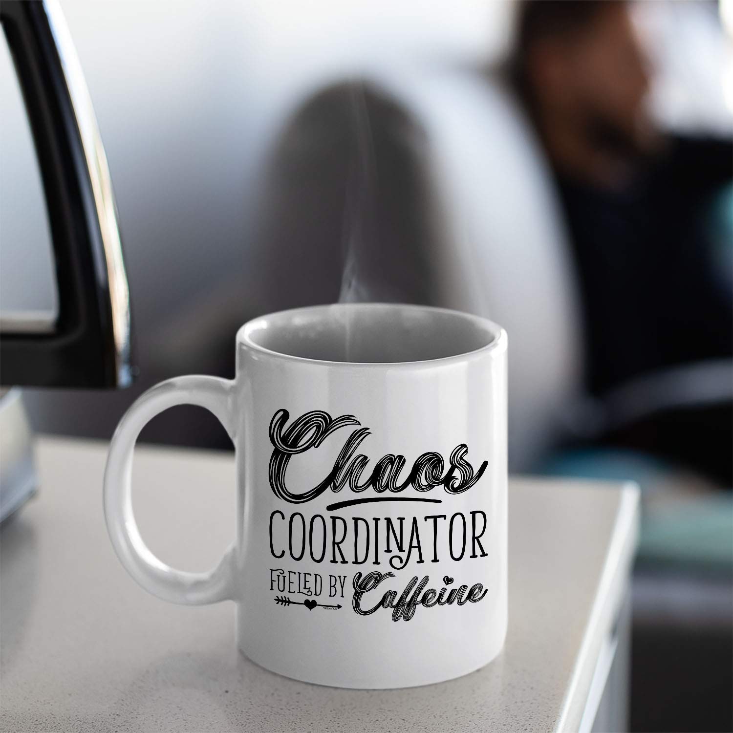 Veracco Chaos Coordinator Caffeine Fueled White Ceramic Coffee Mug - Funny Tea Cup Gift for Coffee Lovers, Bachelor Party Favors (11oz, Dishwasher Safe) - Perfect for Office Humor, Coffee Breaks & Gift Giving