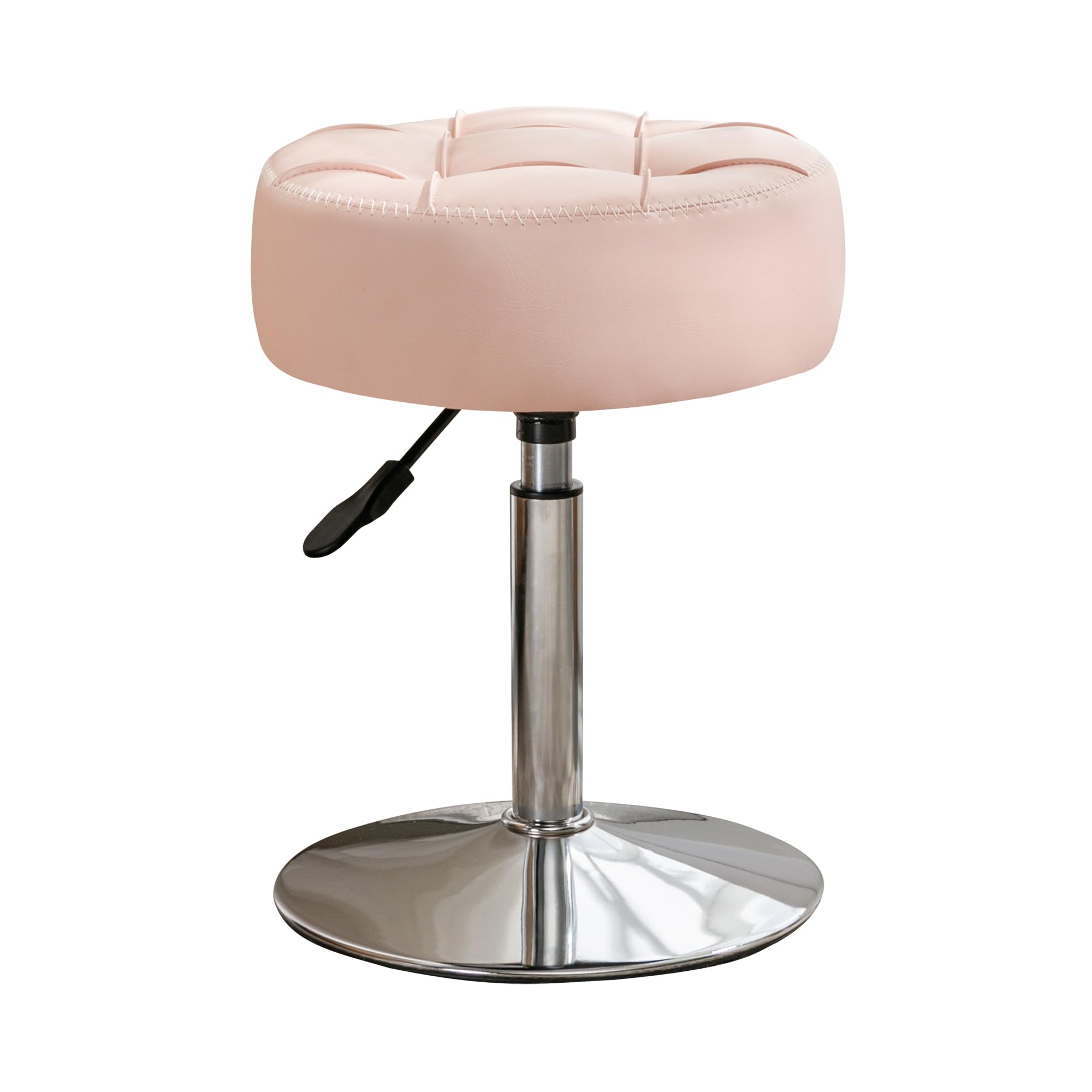 LUE BONA Adjustable Vanity Stool with 360° Swivel - Pink Faux Leather Makeup Chair for Bathroom, Bedroom & Living Room - Perfect for Dressing Table, Cosmetics Organization & Home Decor