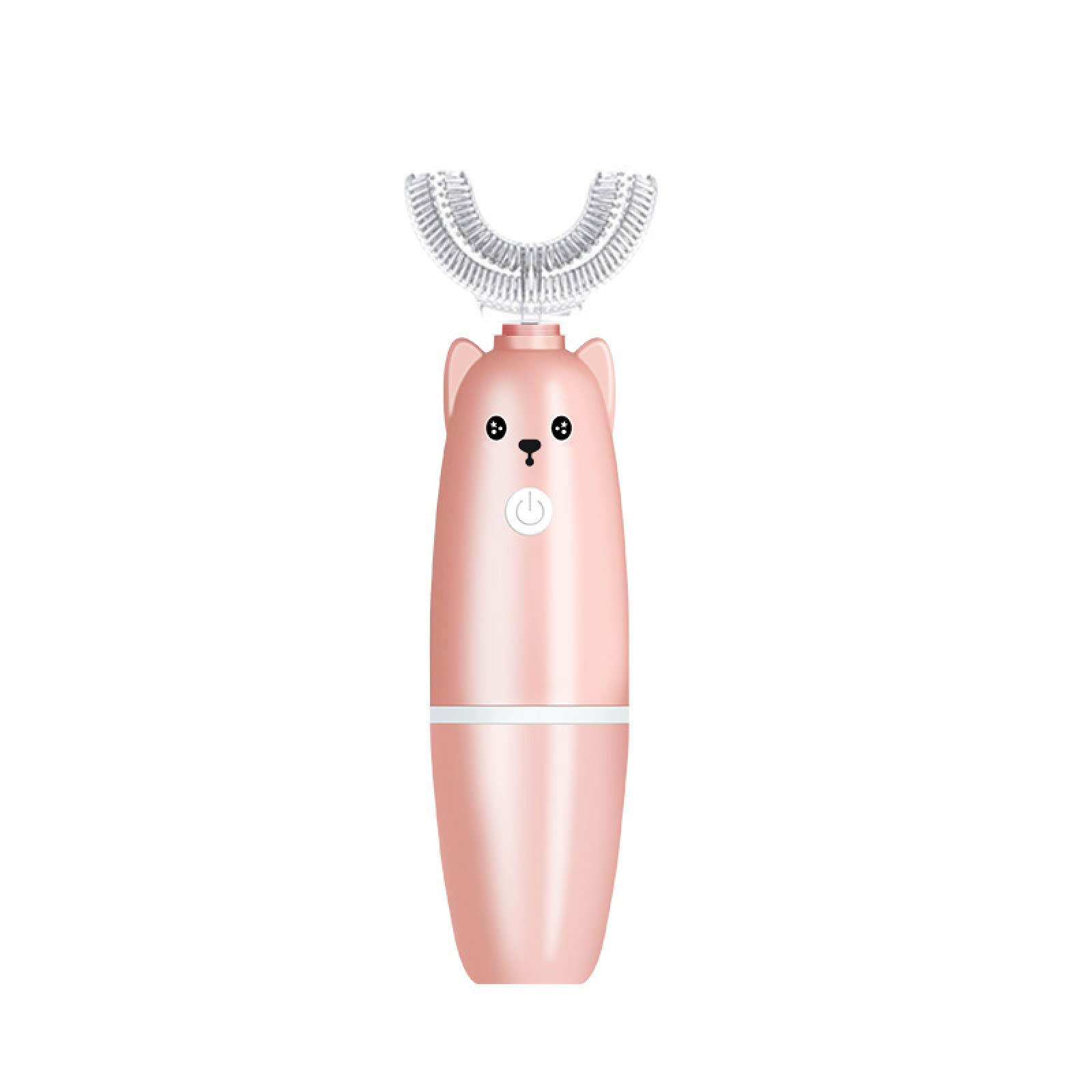 **Automatic U-Shaped Electric Toothbrush for Kids & Adults – Portable USB Rechargeable Toothbrush with 3 Brush Heads (1 U-Shaped + 2 Soft Bristle) – Pink | Perfect for Travel, Home & School Use**