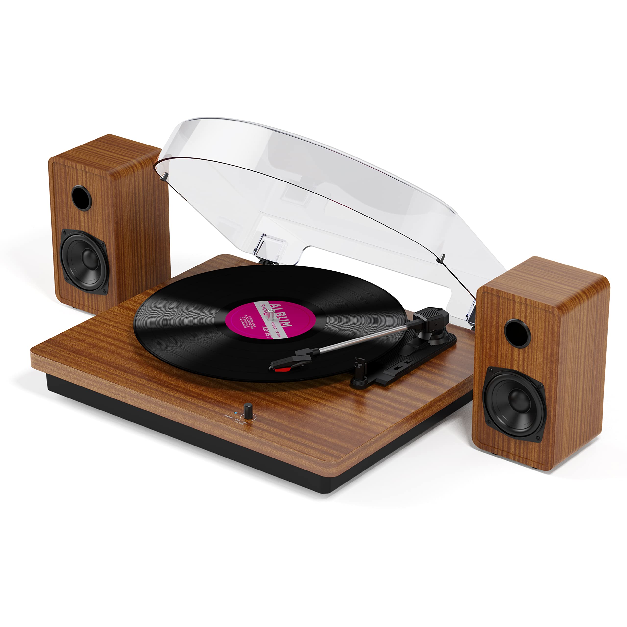 Mersoco Bluetooth Turntable with Built-in Stereo Speakers - 3-Speed Belt-Drive Vinyl Record Player for 33/45/78 RPM Records, Vinyl-to-MP3 Recording, Home Entertainment & Decor - Perfect for Living Room, Bedroom, Office & Vintage Music Lovers