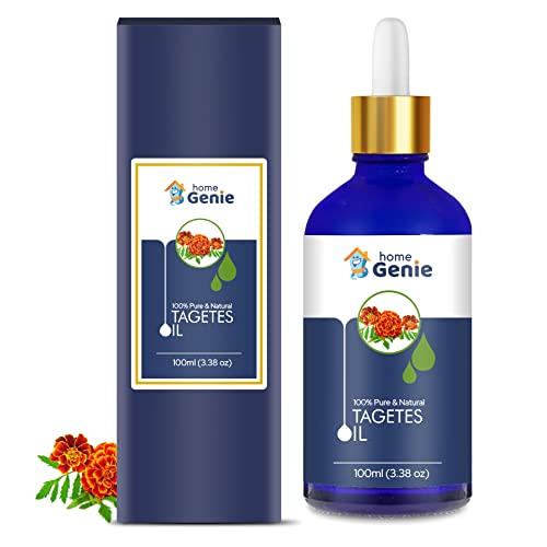 100% Pure & Natural Tagetes Erecta Essential Oil | Undiluted Marigold Oil for Aromatherapy, Massage & Skin Care | 100ml Home Genie Therapeutic Grade Oil | Perfect for Diffusers, DIY Beauty & Relaxation