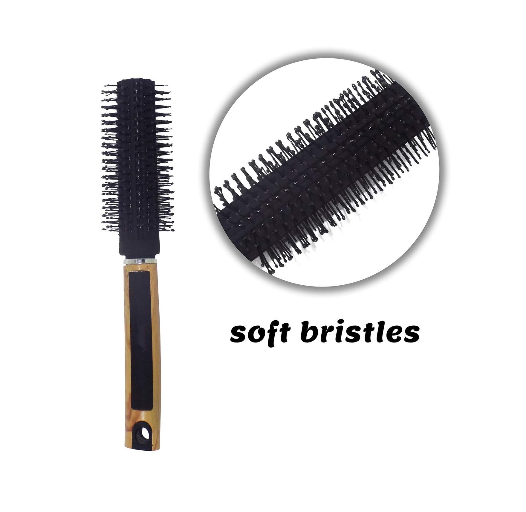 ZAUKY Round Hair Brush with Wooden Handle - Detangling & Styling Brush for Smooth, Shiny Hair - Perfect for Blowouts, Curling & Volumizing at Home or Salon (Pack of 1)