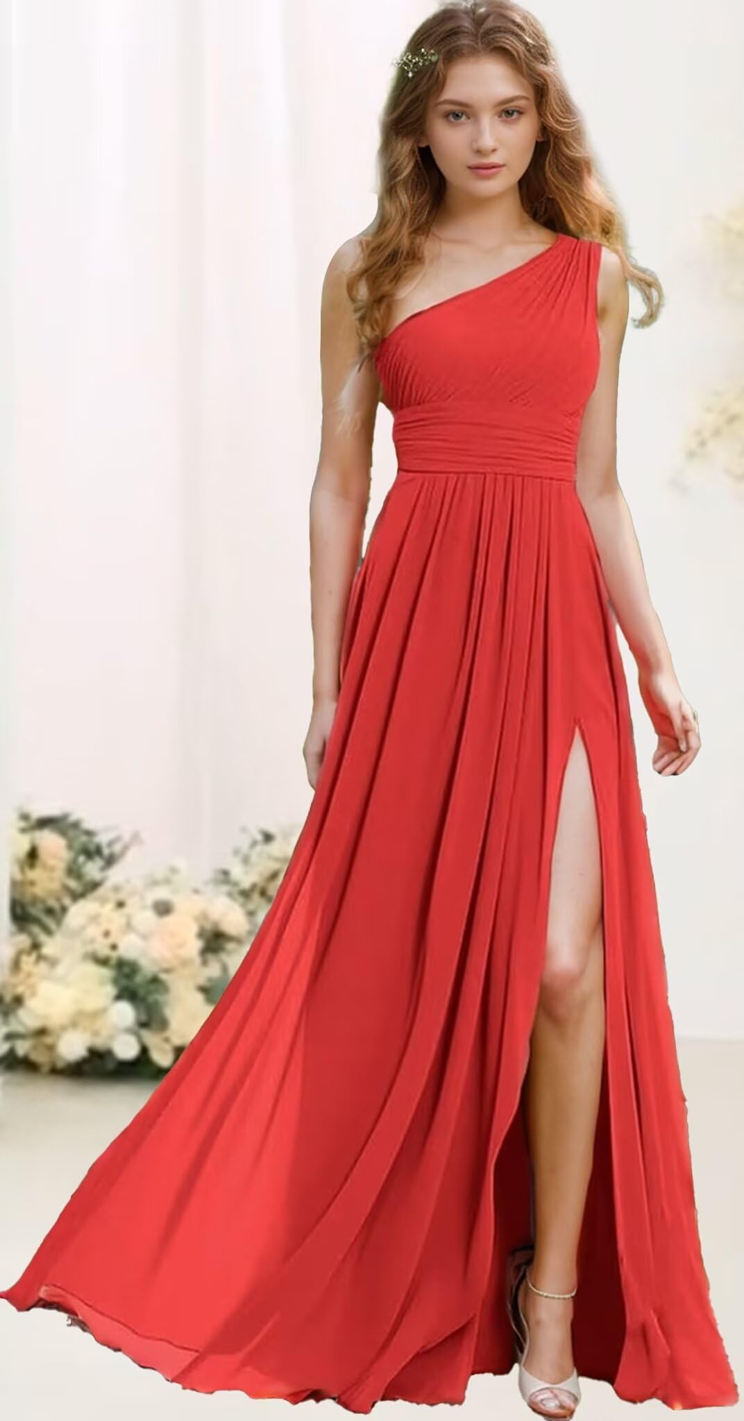 Elegant One Shoulder Chiffon Bridesmaid Dresses for Weddings 2024 - Long Formal Gowns for Women - Perfect for Wedding Parties, Receptions & Special Occasions