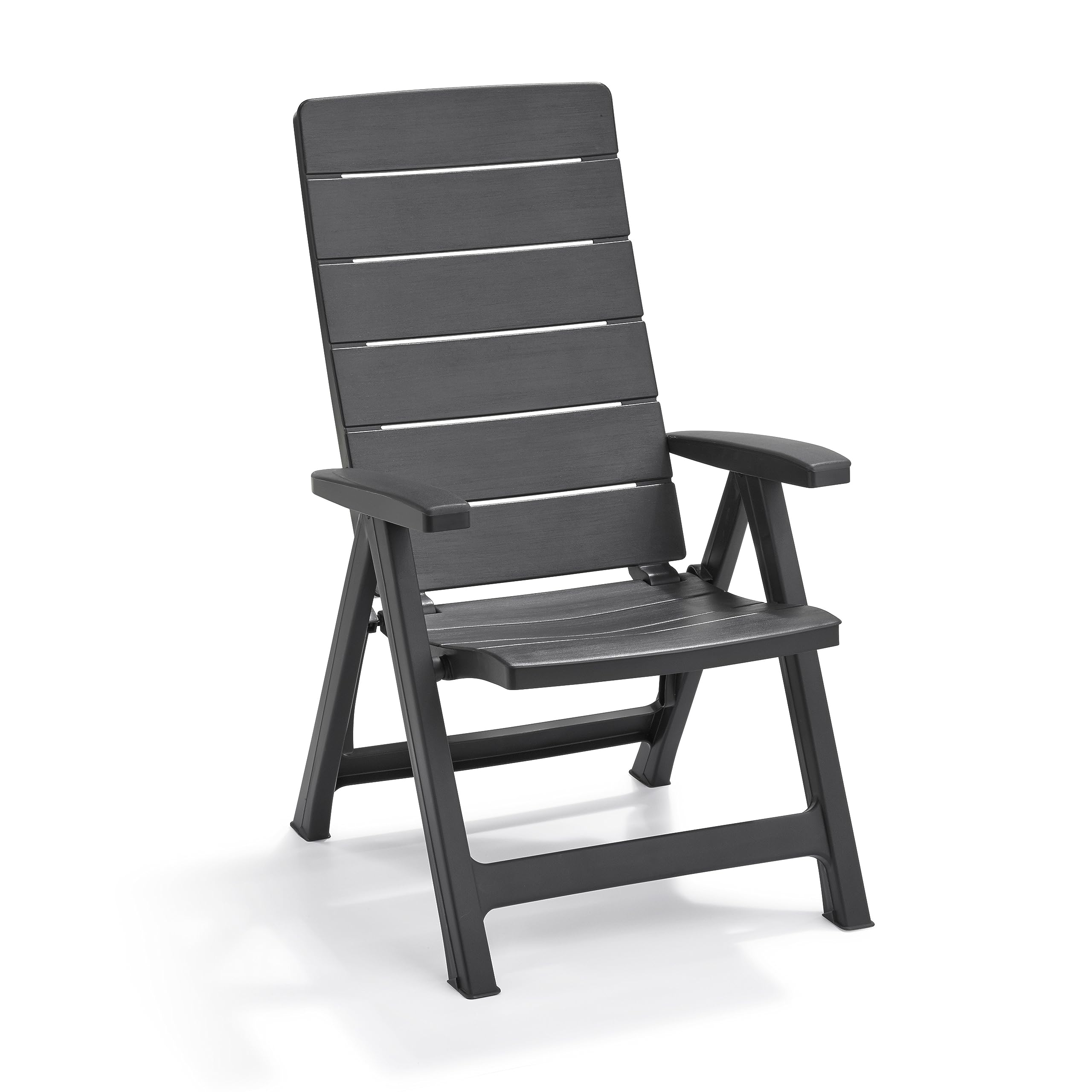 Keter Brasilia Reclining Outdoor Garden Lounge Chairs - Graphite Color, Patio Furniture for Backyard, Poolside, and Deck Relaxation