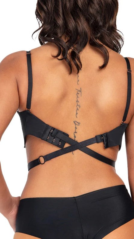 Go Lo Low Back Bra Converter - Black | Seamless Backless Bra Strap Converter for Dresses & Formal Wear