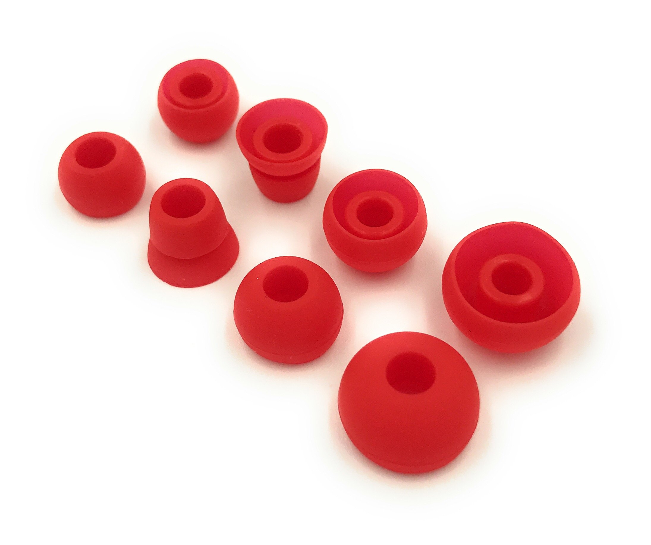 Red Replacement Earbud Tips for Beats Powerbeats3 Wireless Headphones - Small/Medium/Large/Double Flange Sizes (Red) | Comfortable Noise Isolation Ear Cushions for Workouts, Running & Travel