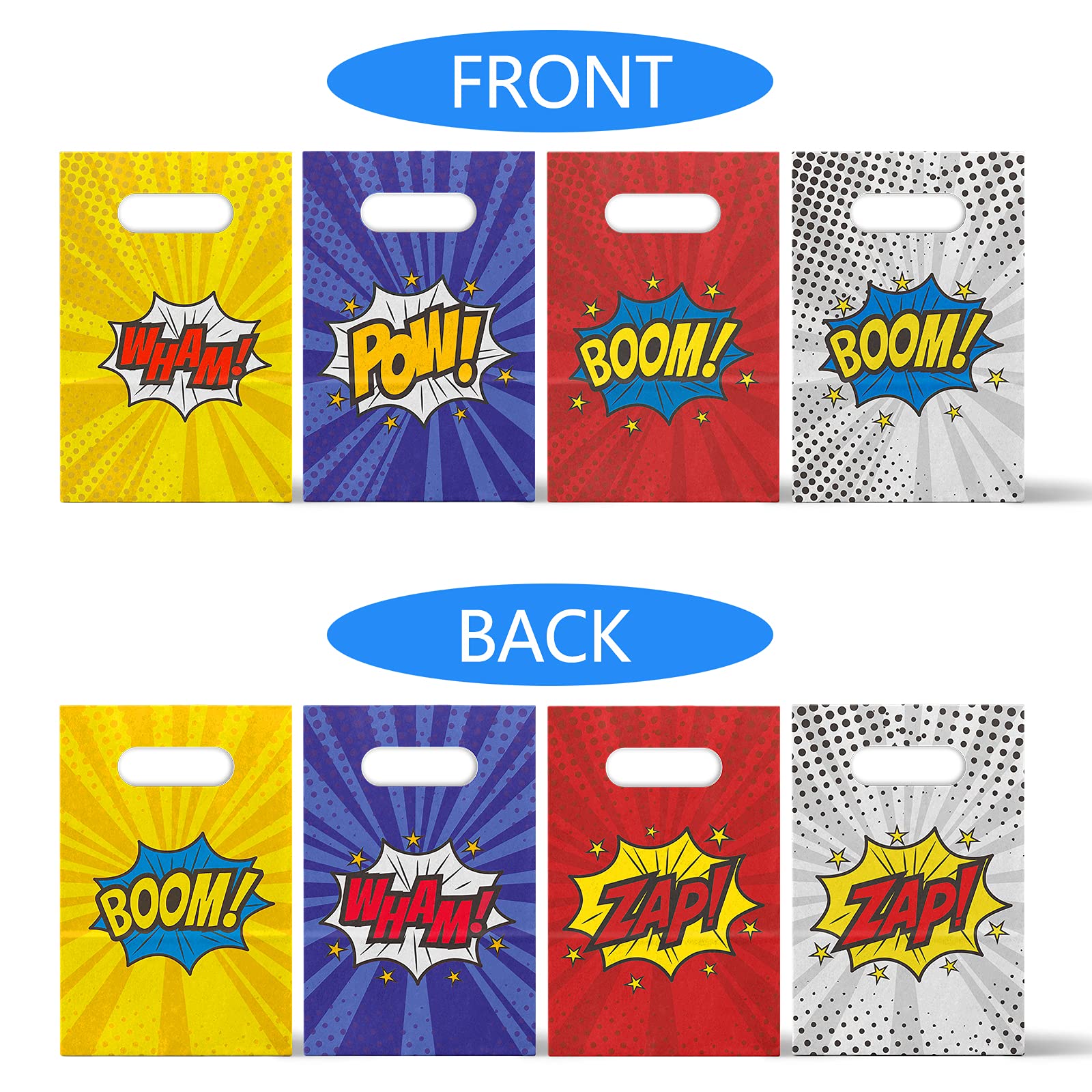 24 Pack Superhero Party Favor Bags - Kids Birthday Party Supplies, Recyclable Paper Treat Bags for Cookies & Candy - Superhero Theme Party Decorations for Birthdays, School Events & Classroom Rewards