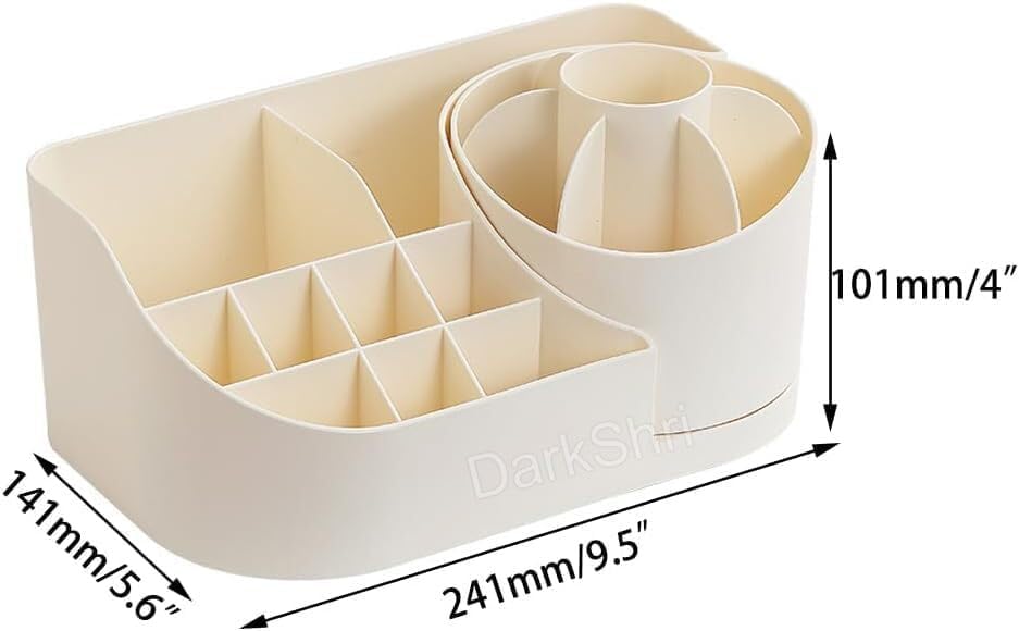 DarkShri 360 Storage Box - Multipurpose Desk Organizer & Drawer Divider for Office, Kitchen, Bathroom, Bedroom | Makeup & Craft Storage Tray | Space-Saving Organizer for Home & Office Use