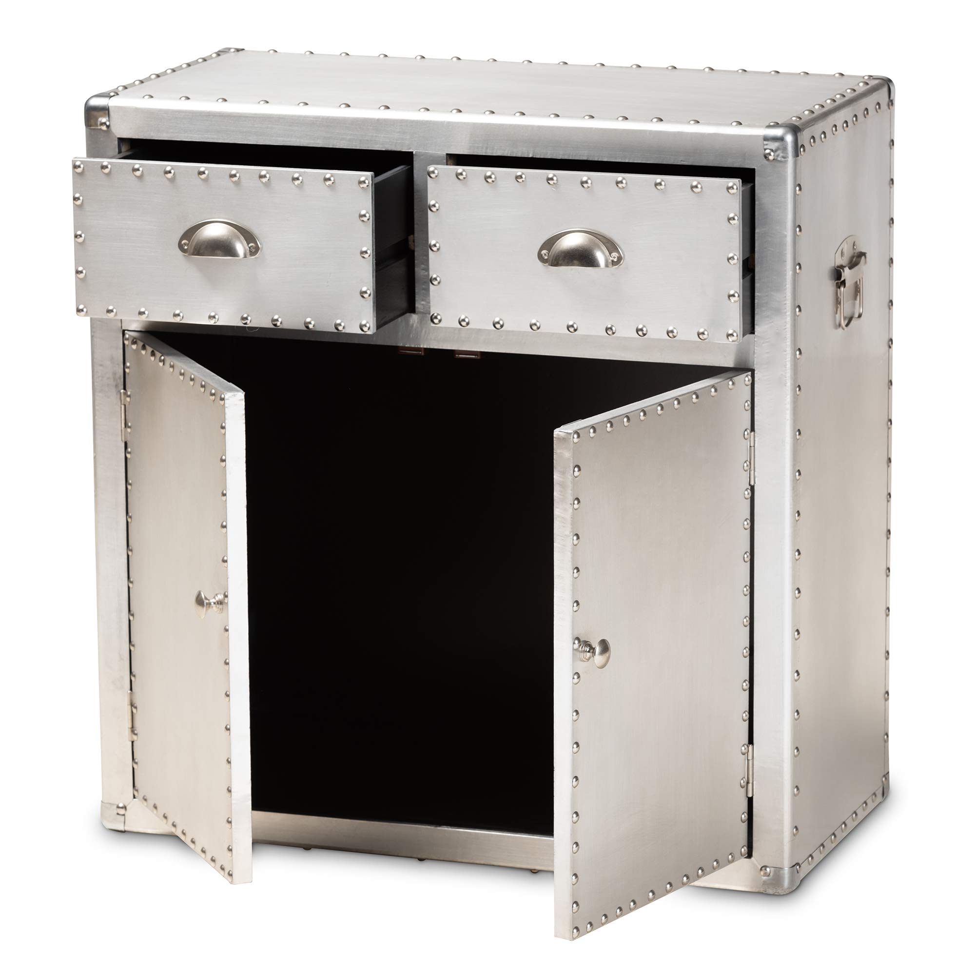 Baxton Studio Silver Multipurpose Shelving & Storage Cabinet - Modern Home Office, Living Room, or Garage Organizer